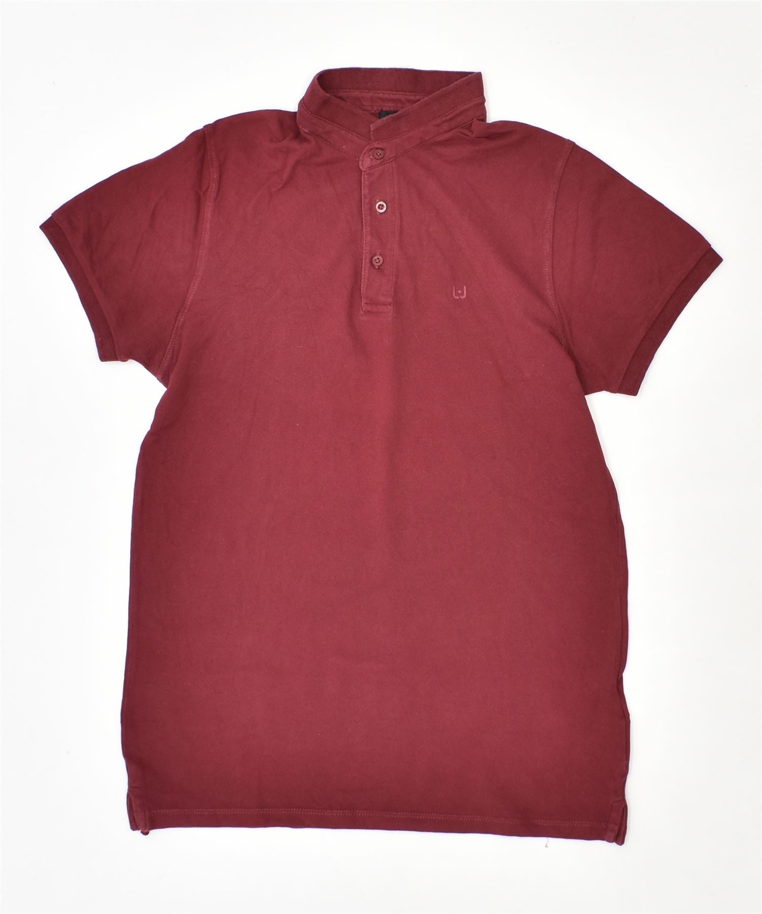 image of LIU JO Mens Slim Fit Button Neck T-Shirt Top Medium Burgundy Cotton