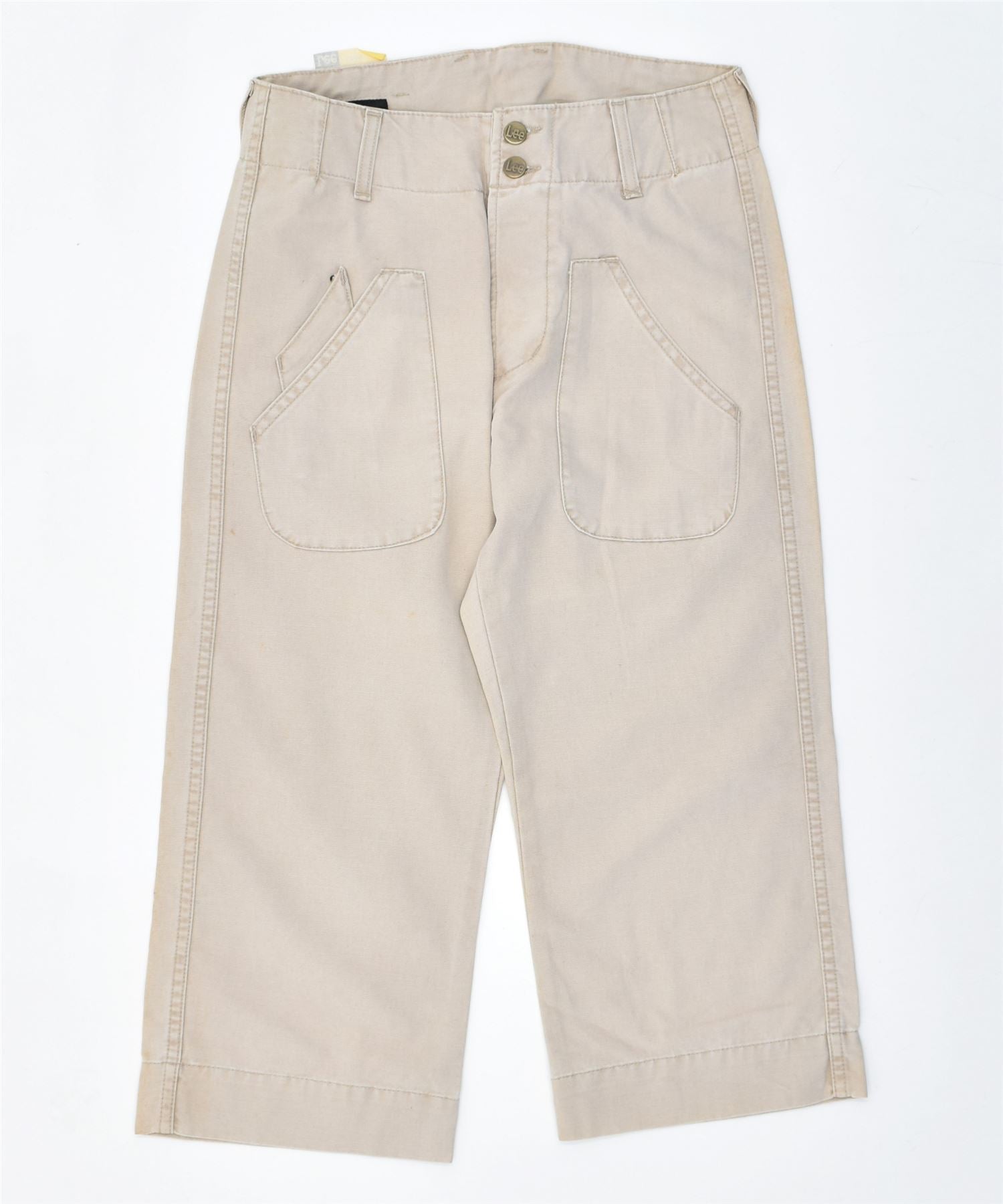 image of LEE Womens Worker Bermuda Shorts W28 L21 Beige Cotton