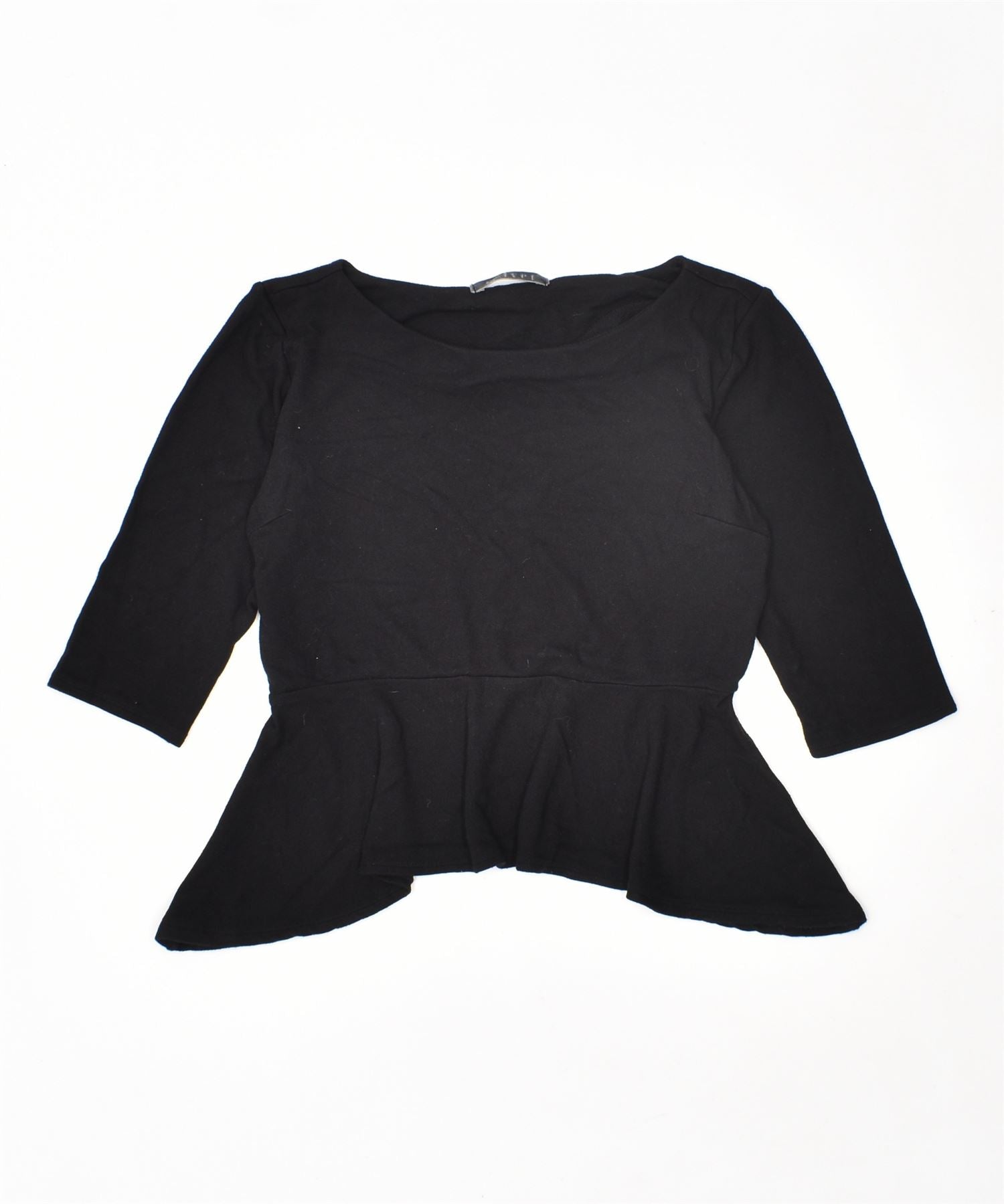 Image of VINTAGE Womens 3/4 Sleeve Blouse Top UK 12 Medium Black Rayon