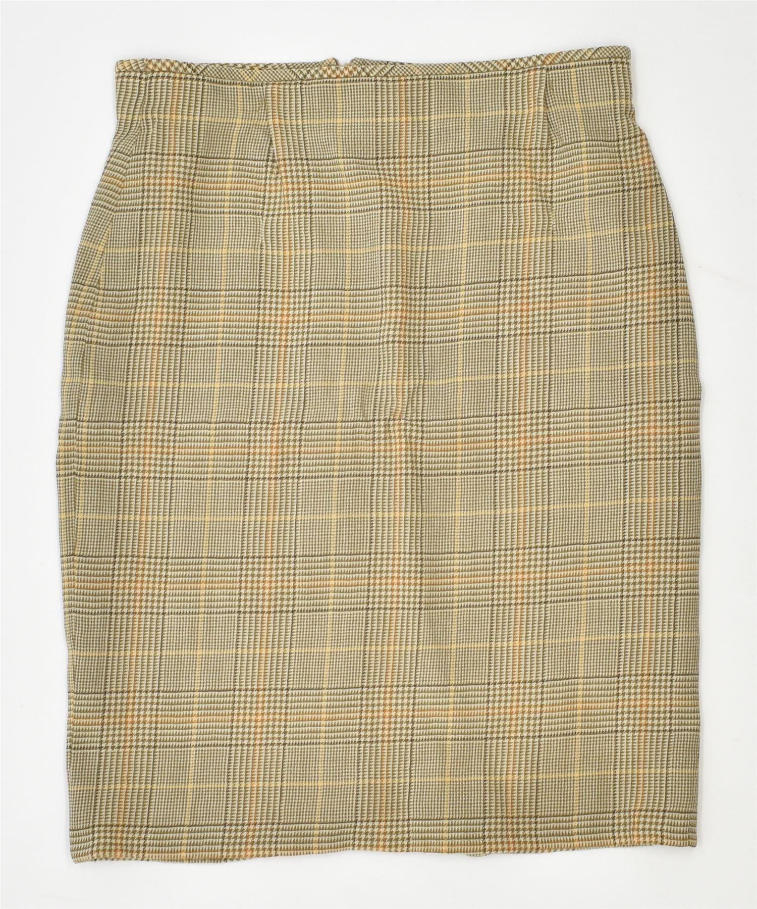 image of VINTAGE Womens Pencil Skirt W28 Medium Brown Check New Wool