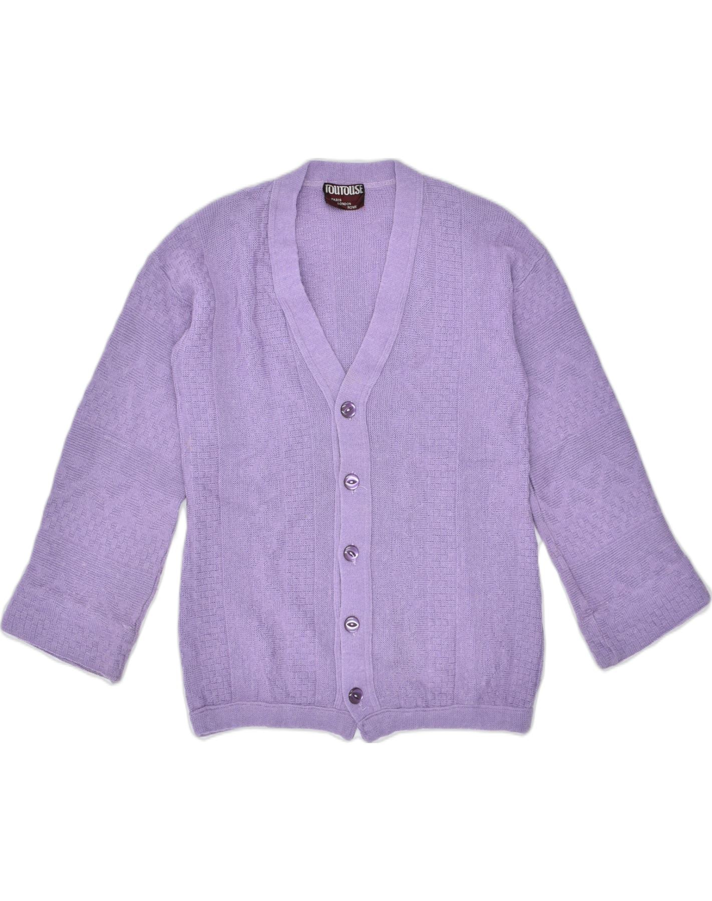 image of VINTAGE Womens Cardigan Sweater UK 16 Large Purple