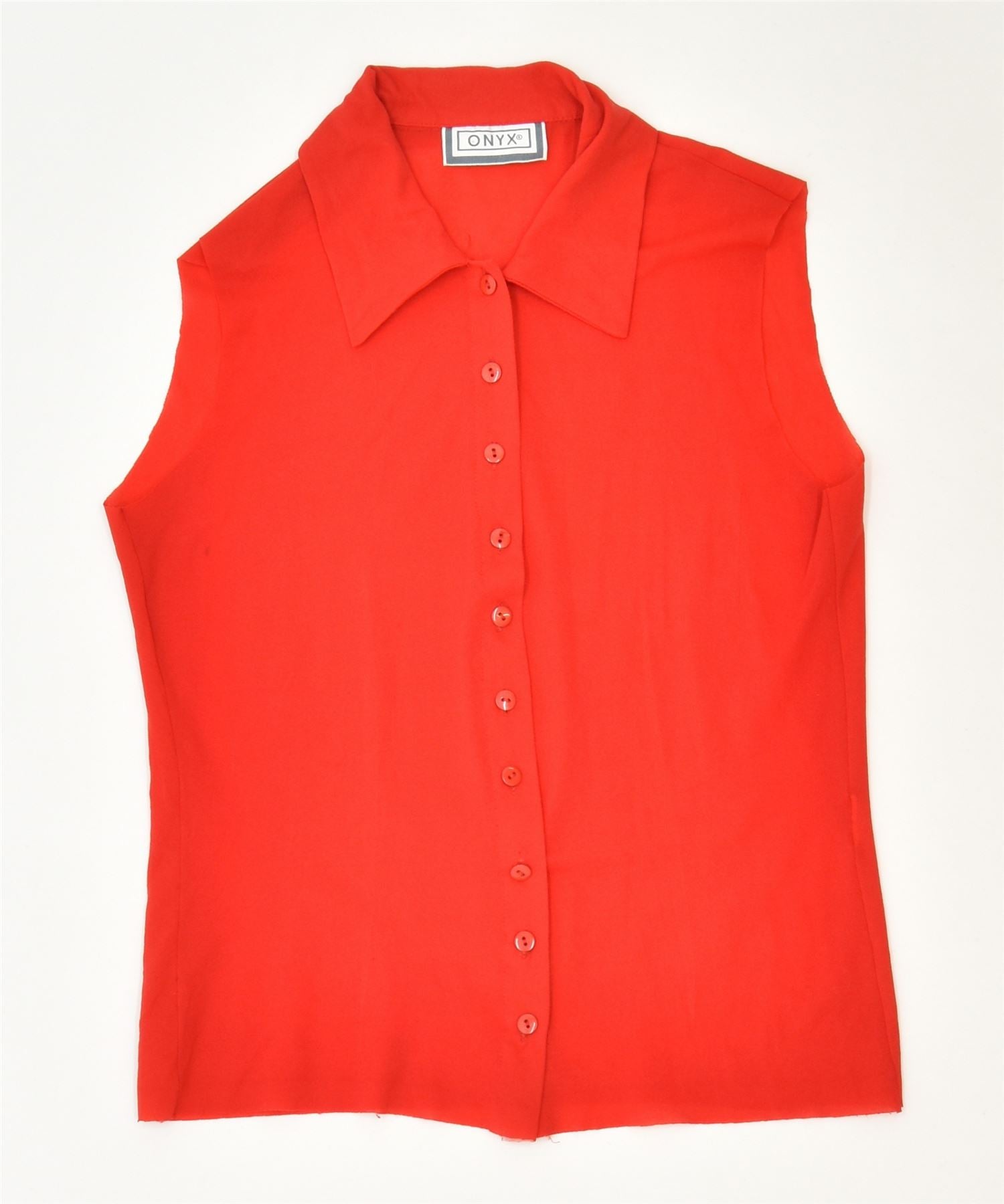 Image of ONYX Womens Sleeveless Shirt UK 10 Small Red Classic Vintage