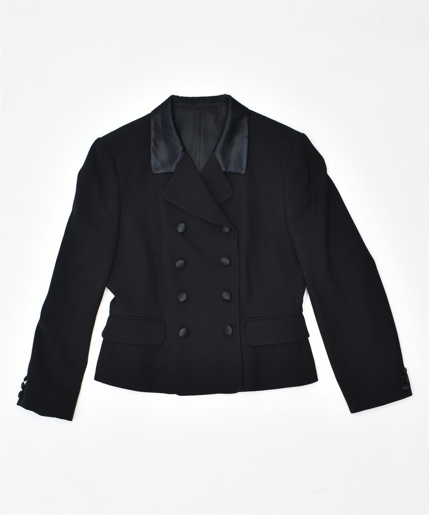 Image of LARRY WILSON Womens Double Breasted Blazer Jacket IT 42 Medium Black