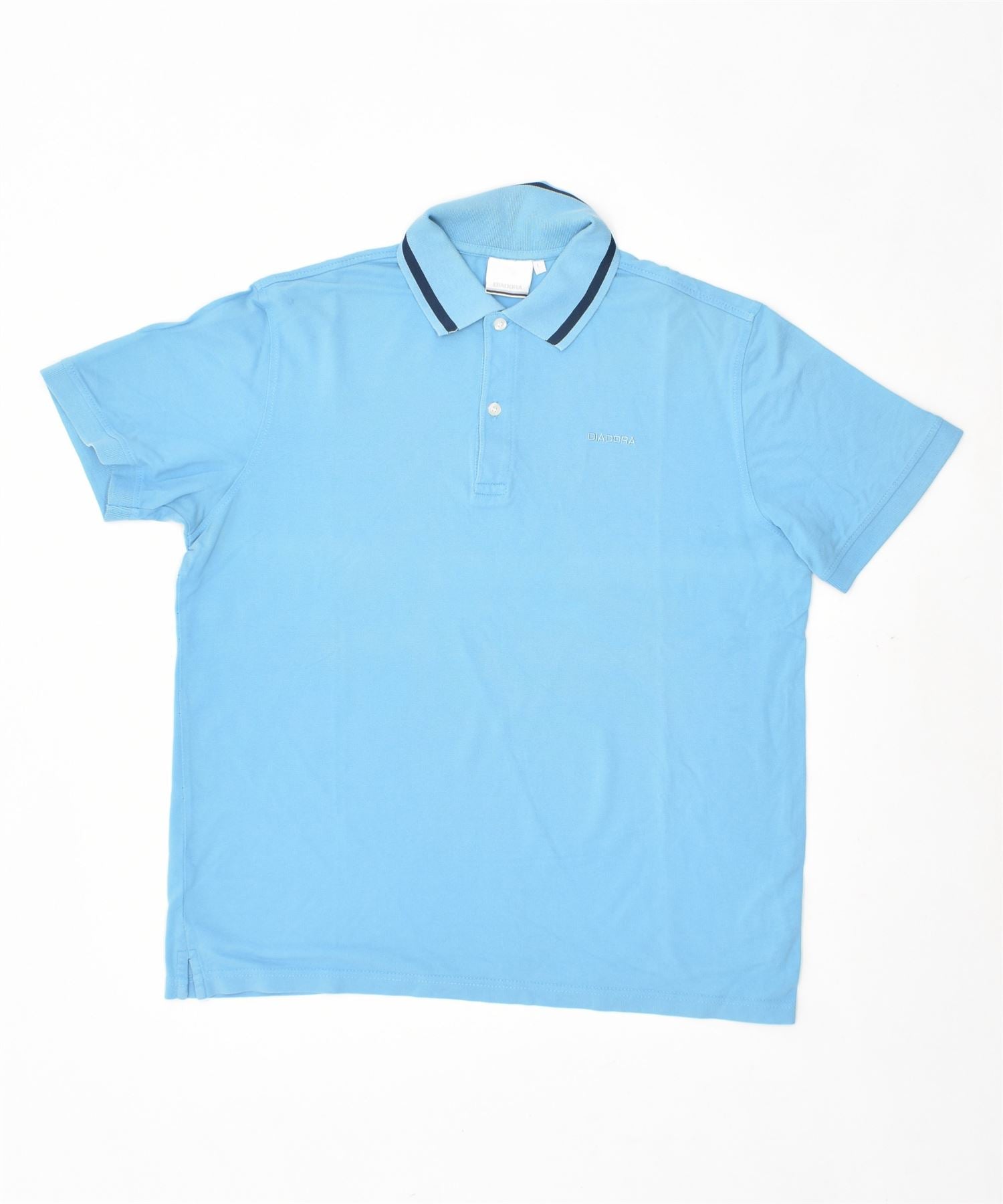 Image of DIADORA Mens Polo Shirt Large Blue Cotton