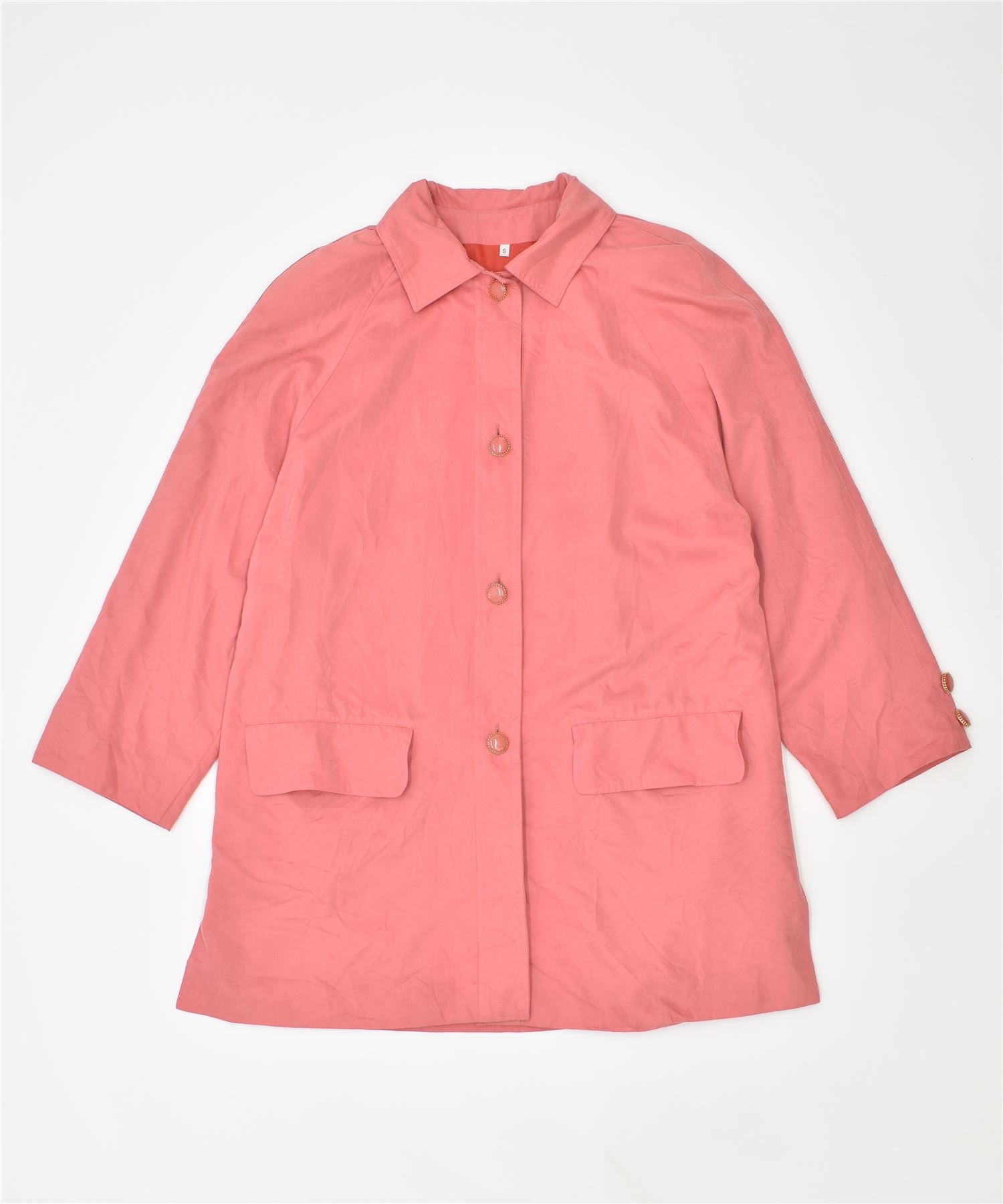 image of VINTAGE Womens Oversized Windbreaker Jacket UK 10 Small Pink Viscose