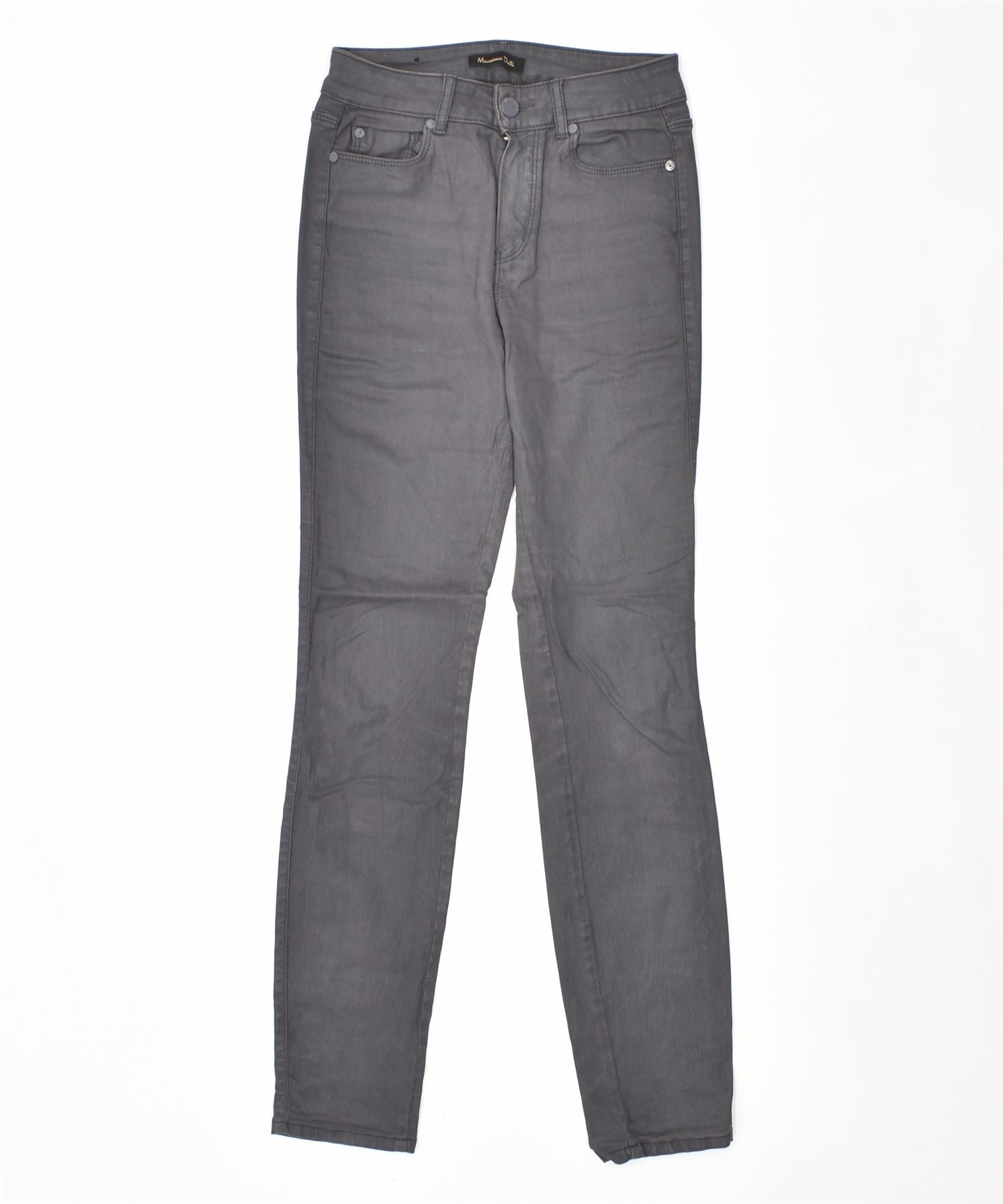 image of MASSIMO DUTTI Womens Skinny Casual Trousers W24 L29 Grey Cotton