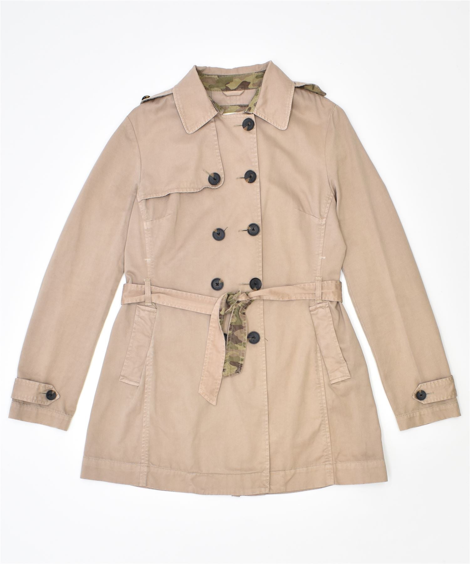 Image of RIFLE Womens Military Jacket UK 14 Large Khaki Cotton