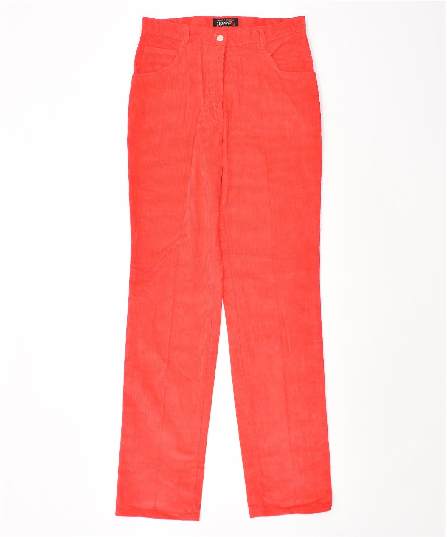 3SUIISSE Womens Straight Corduroy Trousers IT 40 Small W28 L32 Red Cotton