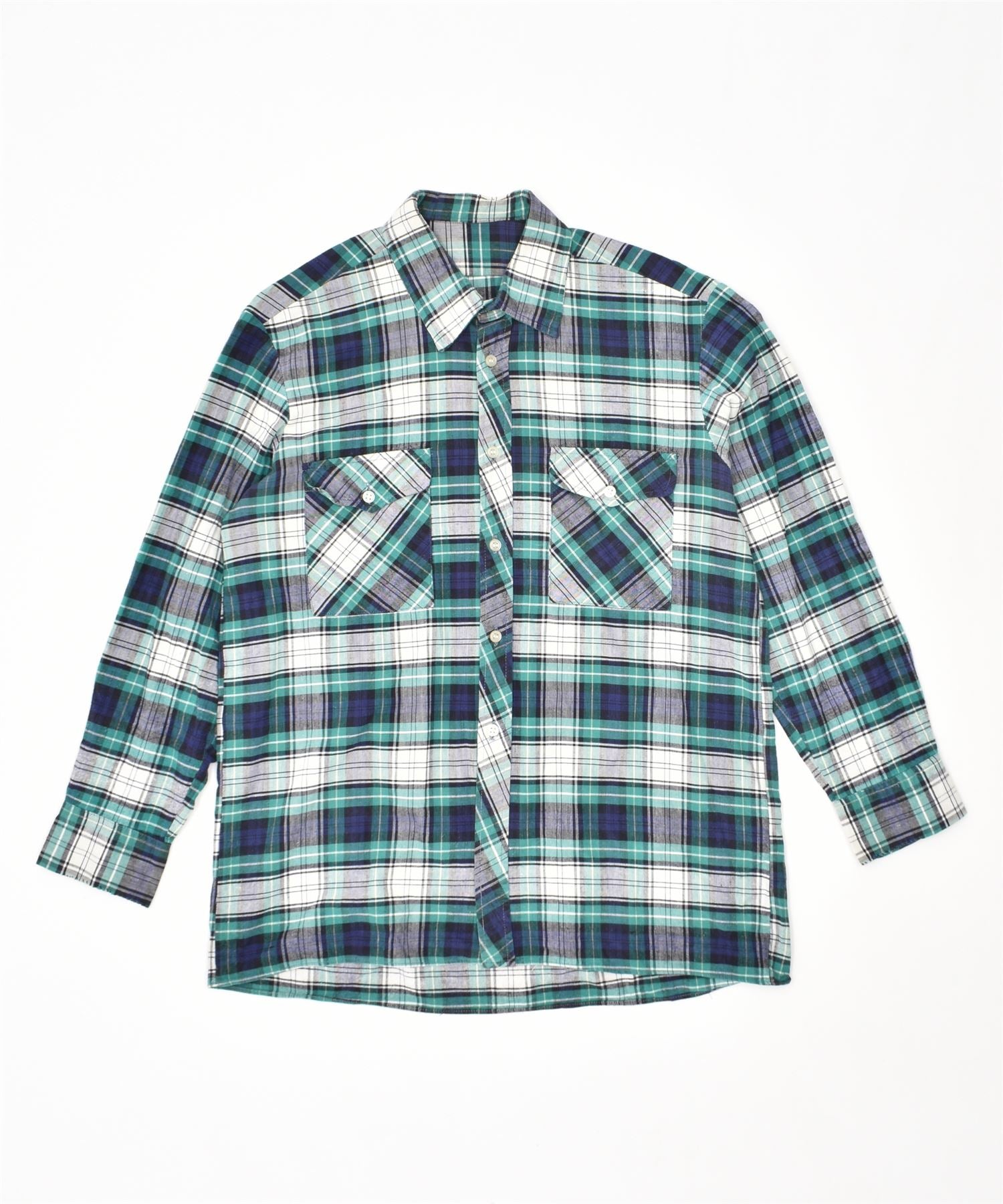 Image of VINTAGE Mens Shirt Medium Green Check Cotton