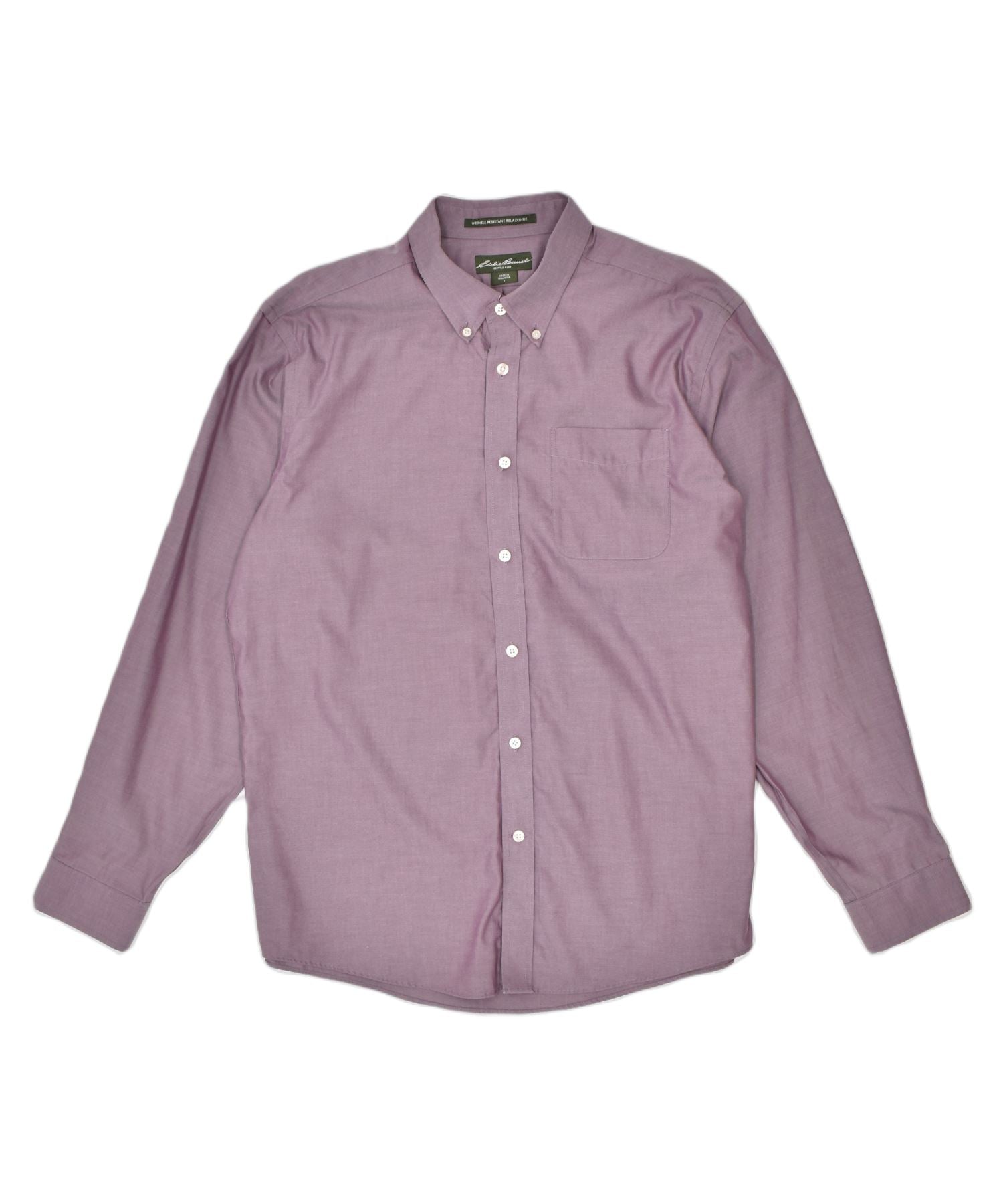 image of EDDIE BAUER Mens Relaxed Fit Shirt Large Purple Cotton