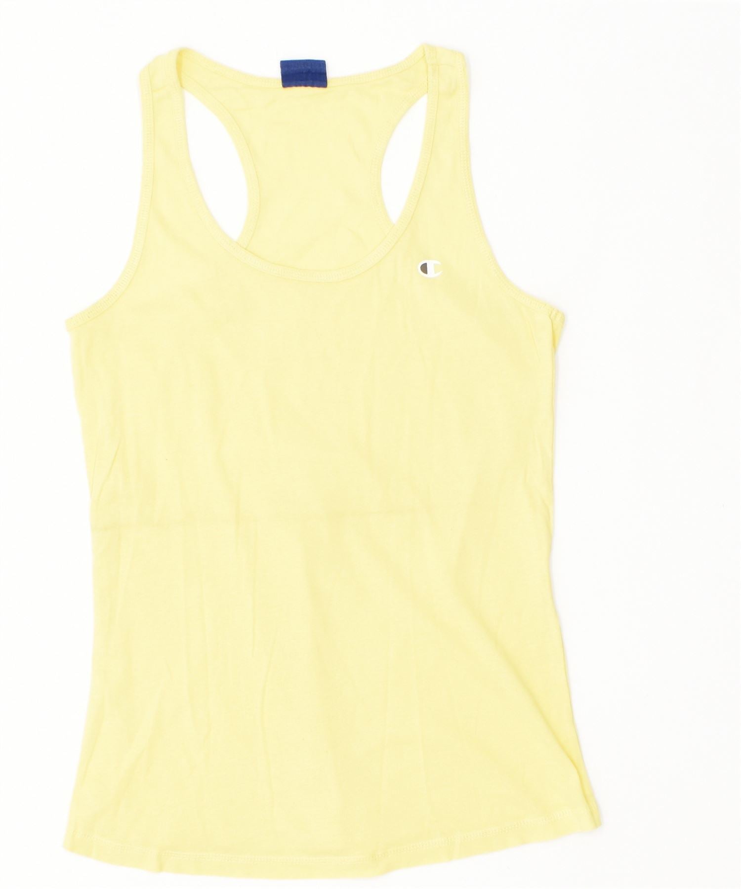 Image of CHAMPION Womens Slim Fit Vest Top UK 14 Large Yellow