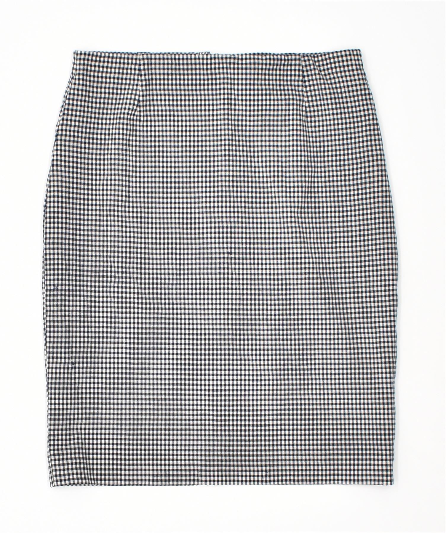 Image of VINTAGE Womens Pencil Skirt IT 46 Large W30 Blue Gingham Wool