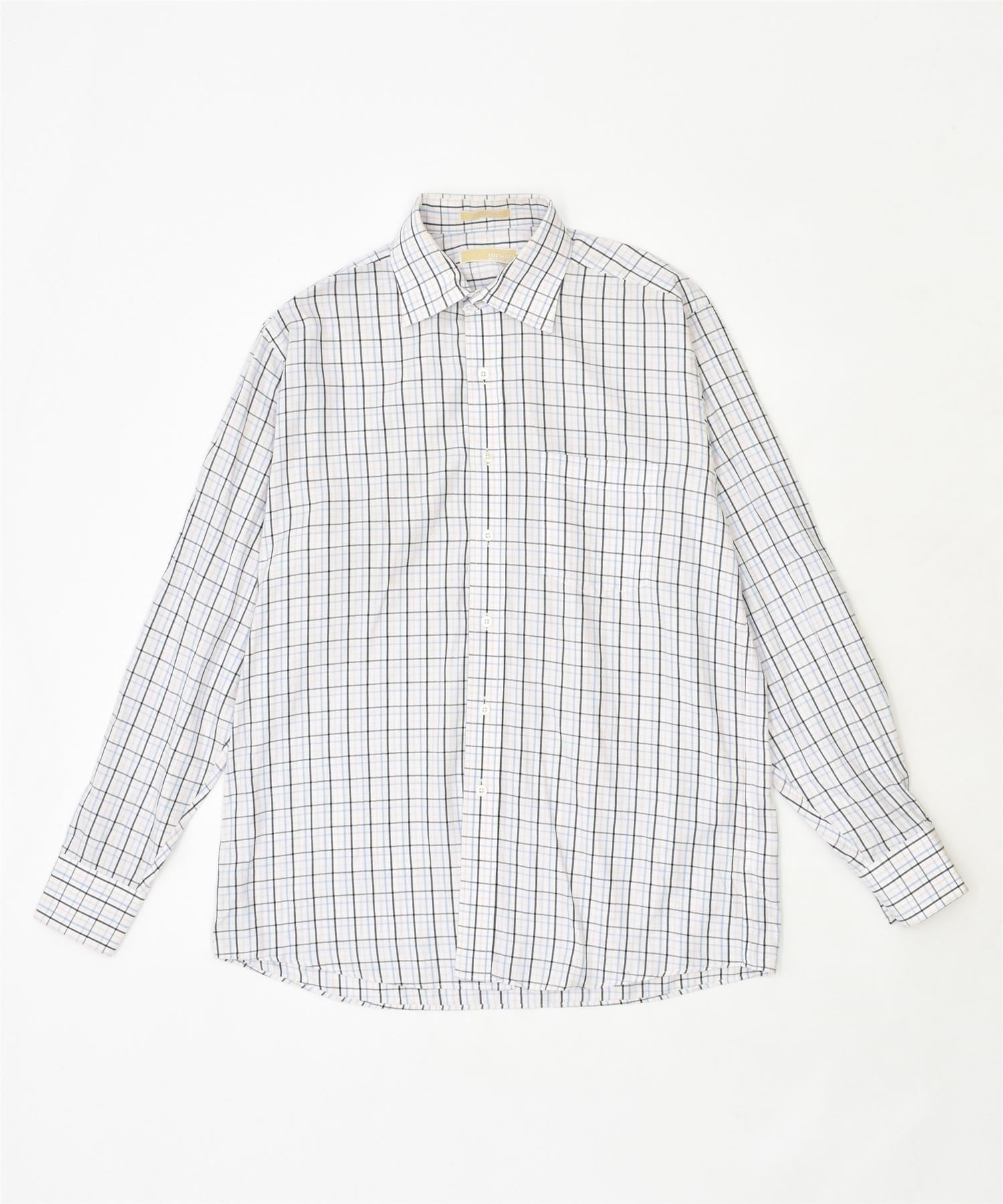 image of MICHAEL KORS Mens Shirt Size 16 Large White Check Cotton