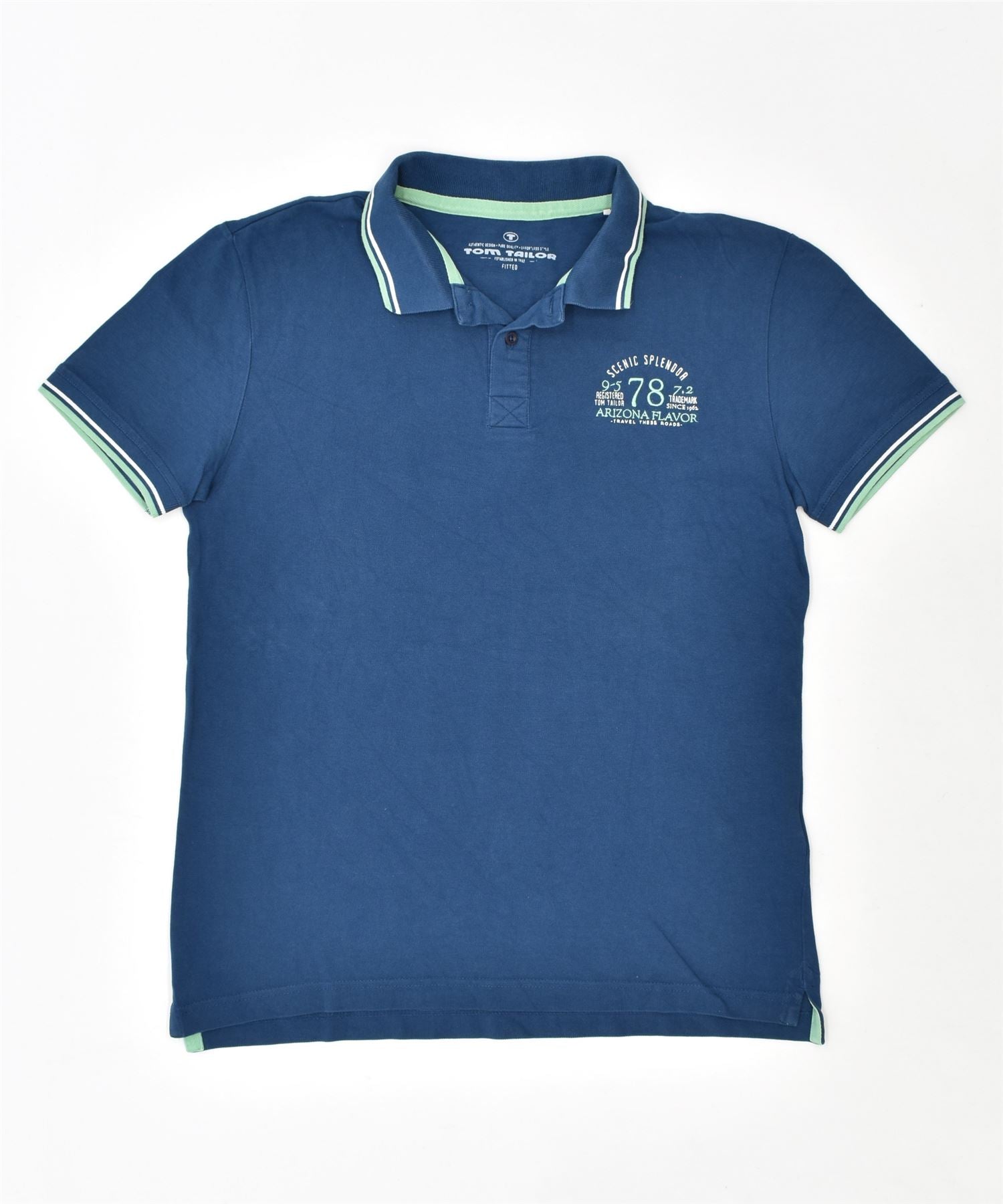 image of TOM TAILOR Mens Polo Shirt Medium Blue Cotton