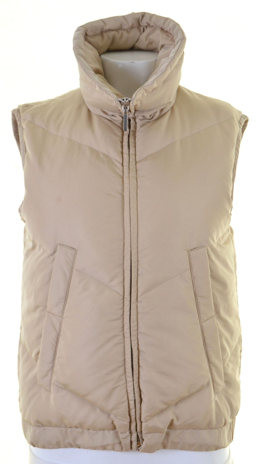 image of JOHN RICHMOND Womens Padded Gilet UK 8 Small Beige Nylon