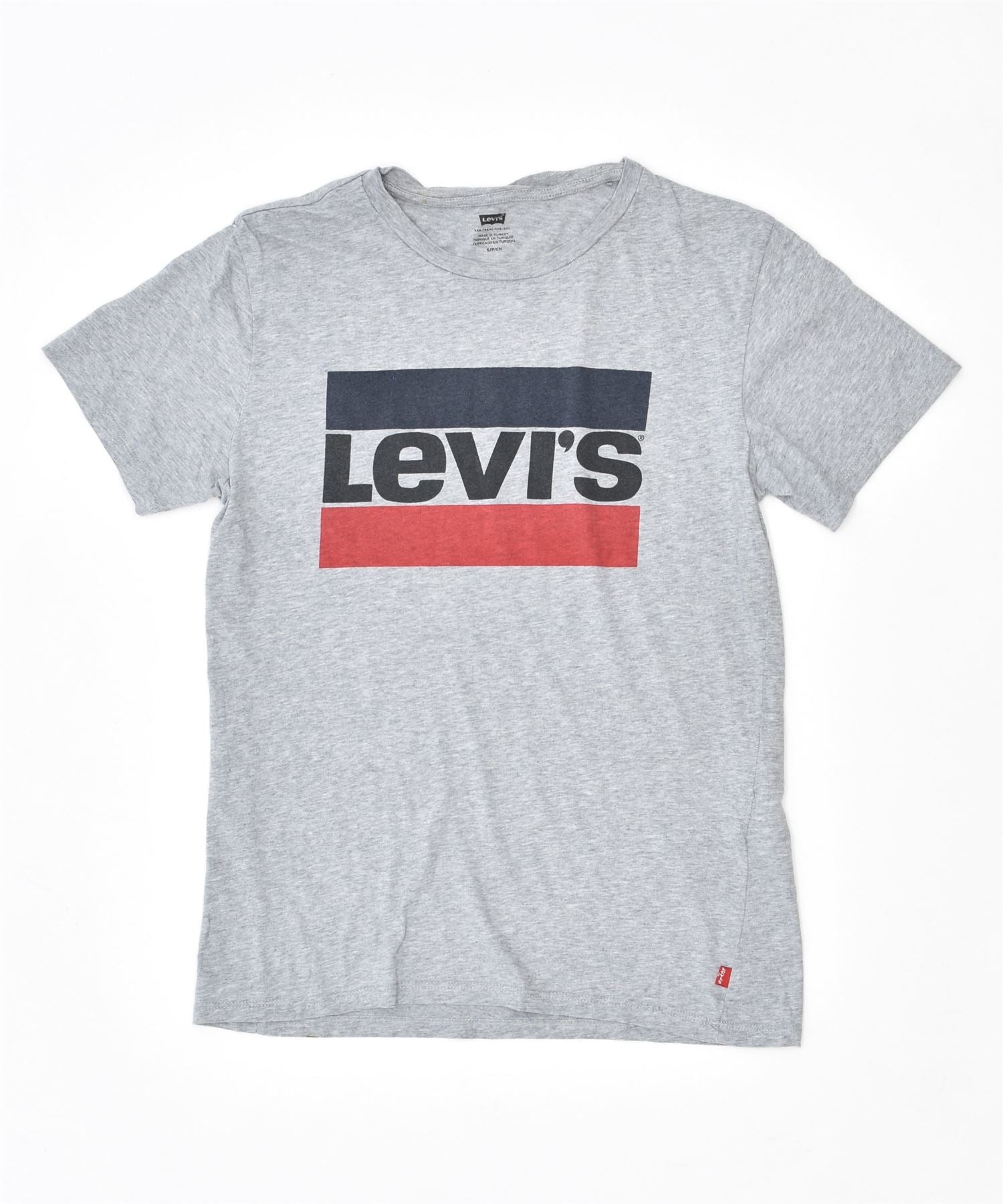 Image of LEVI'S Mens Graphic T-Shirt Top Small Grey Cotton