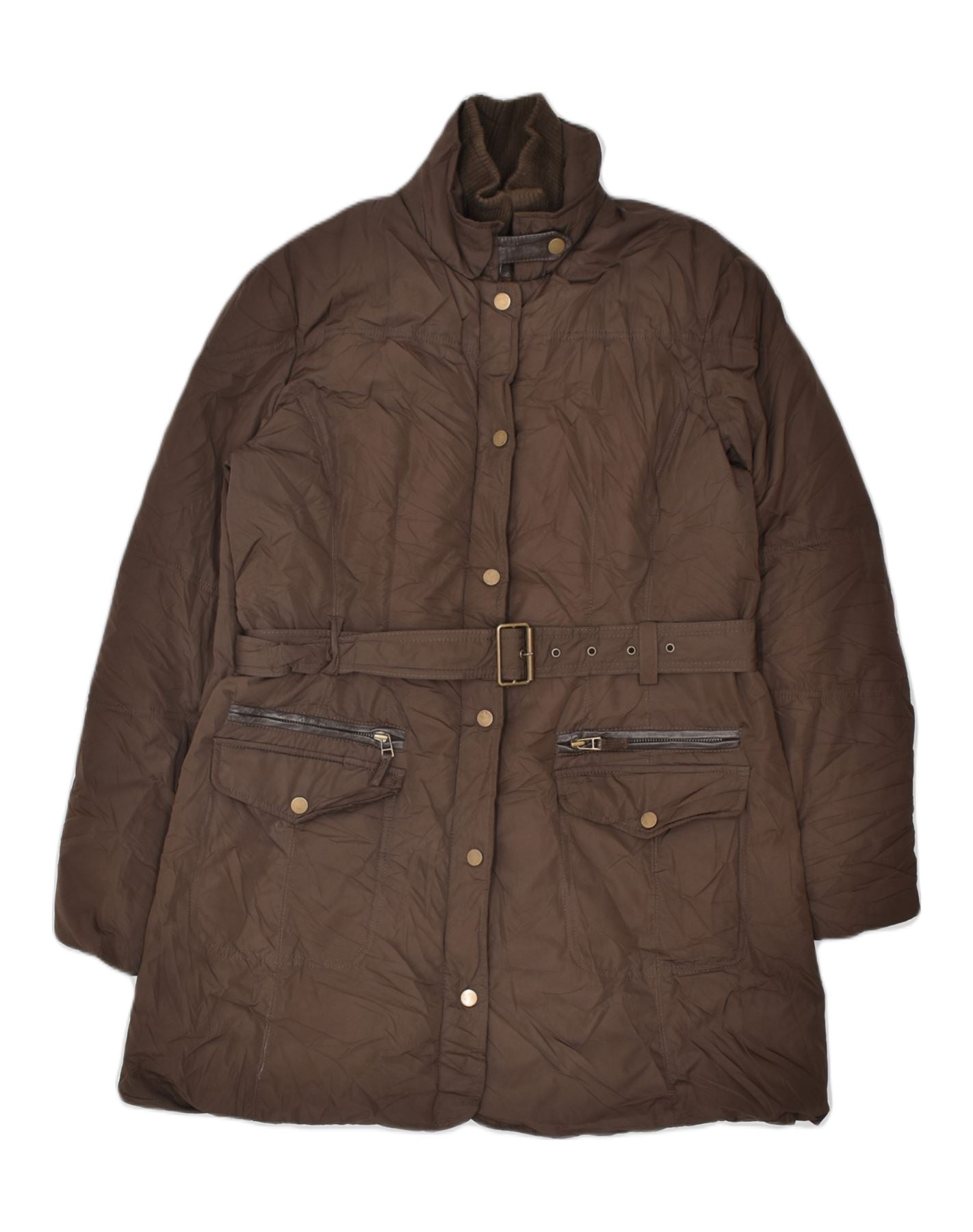 Image of MASSIMO DUTTI Womens Padded Jacket EU 42 Large Brown