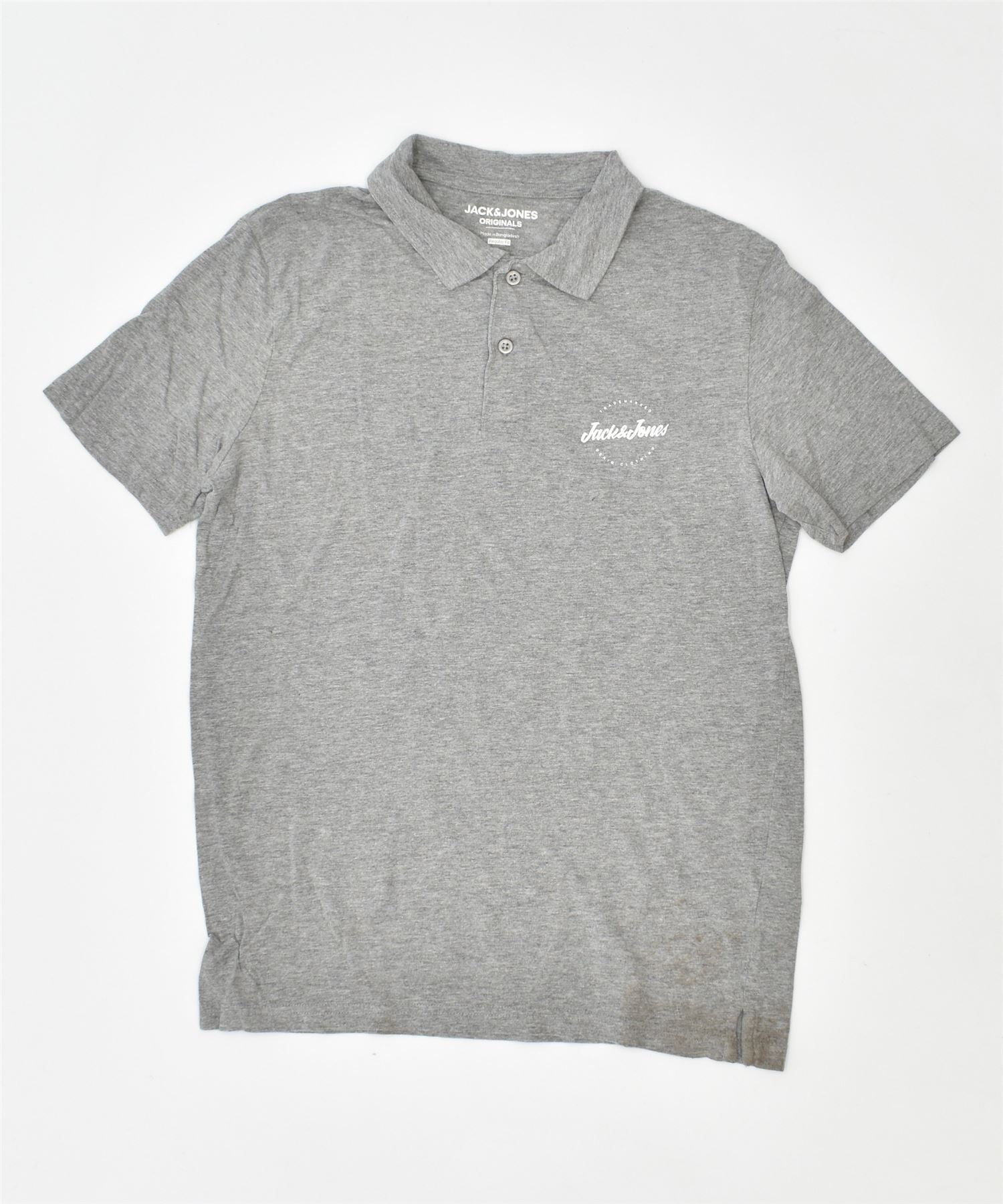 image of JACK & JONES Mens Polo Shirt Small Grey Cotton