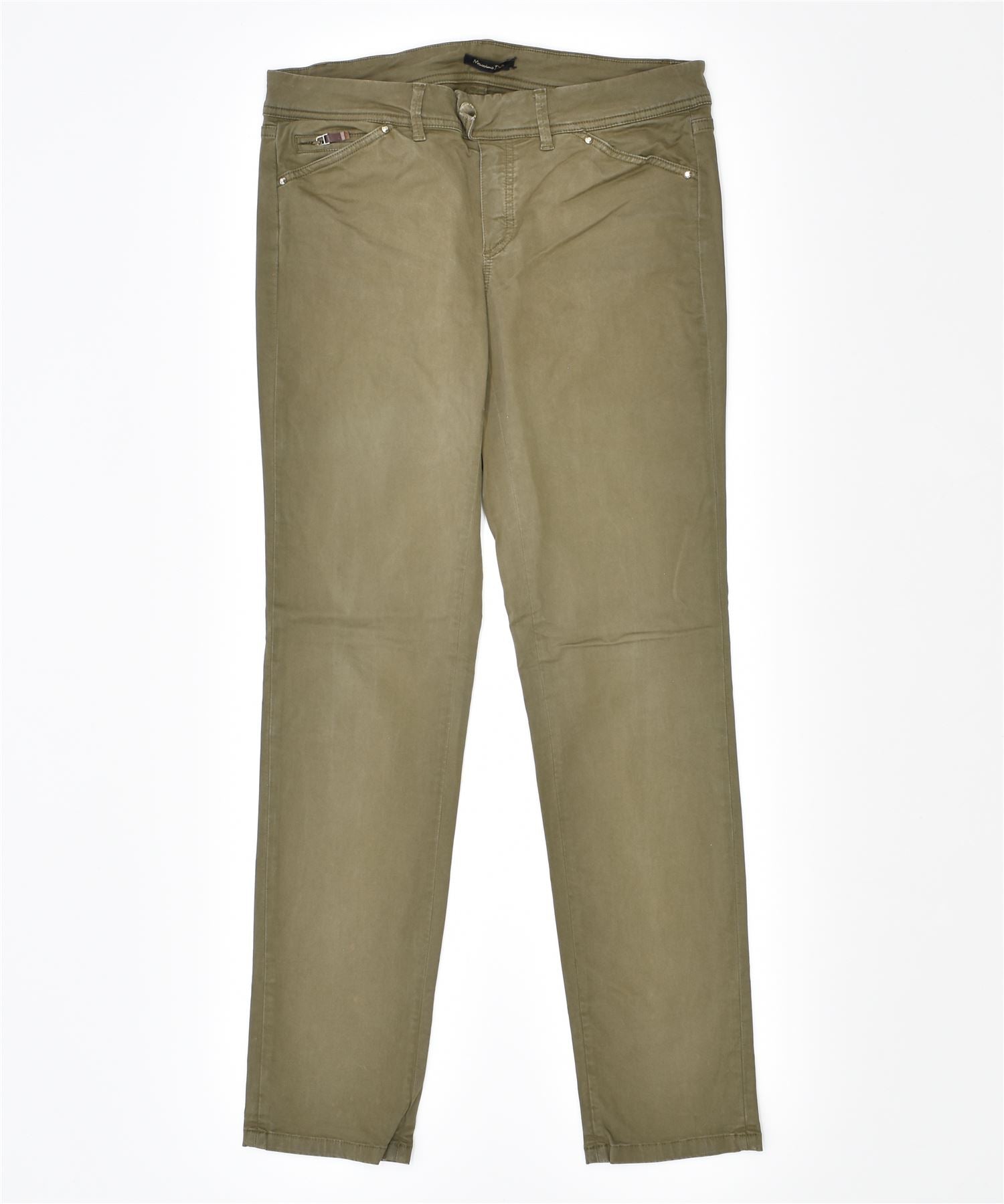 image of MASSIMO DUTTI Womens Slim Fit Casual Trousers US 6 W28 L29 Khaki