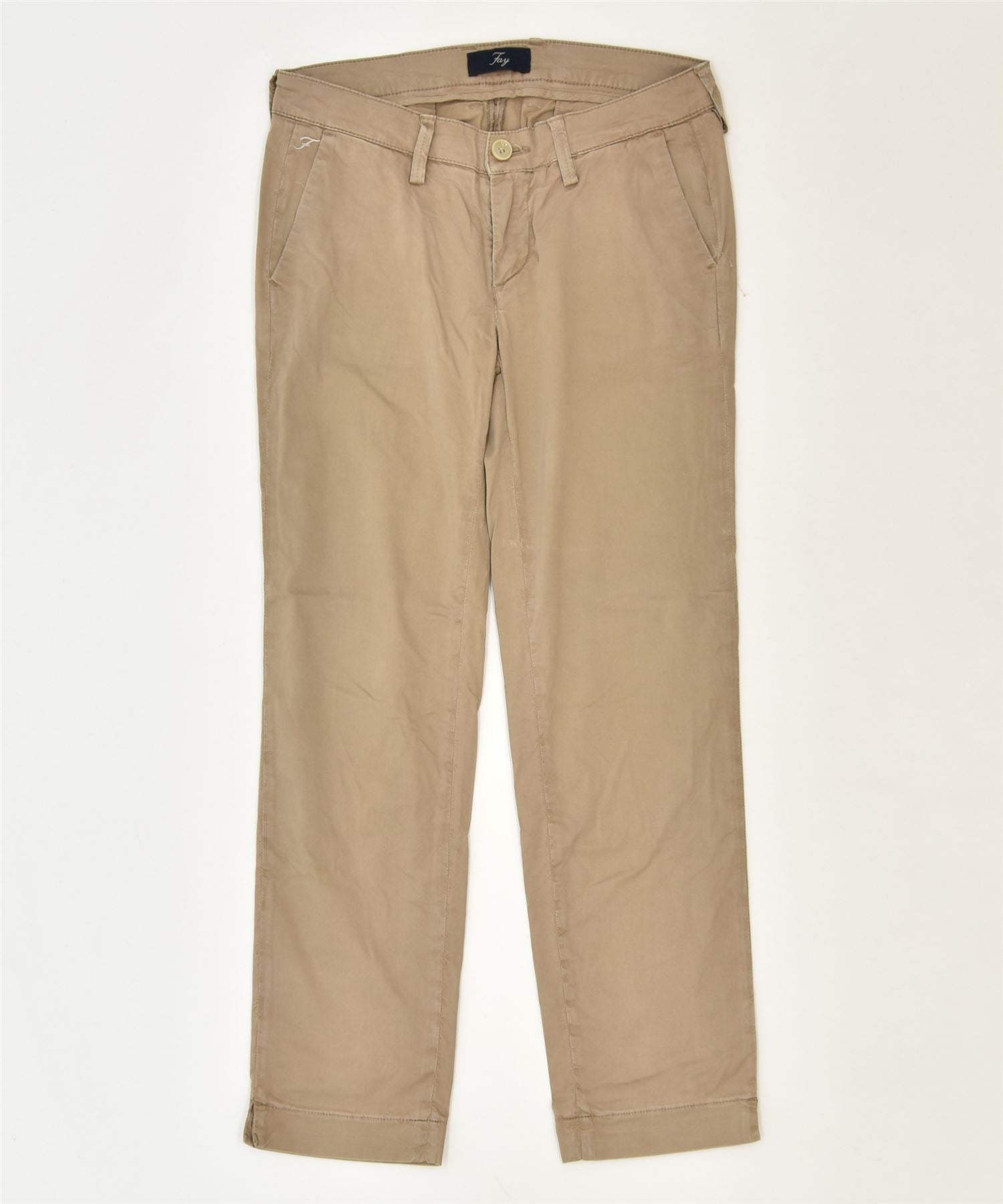 image of FAY Womens Slim Chino Trousers W28 L25 Brown Cotton Classic