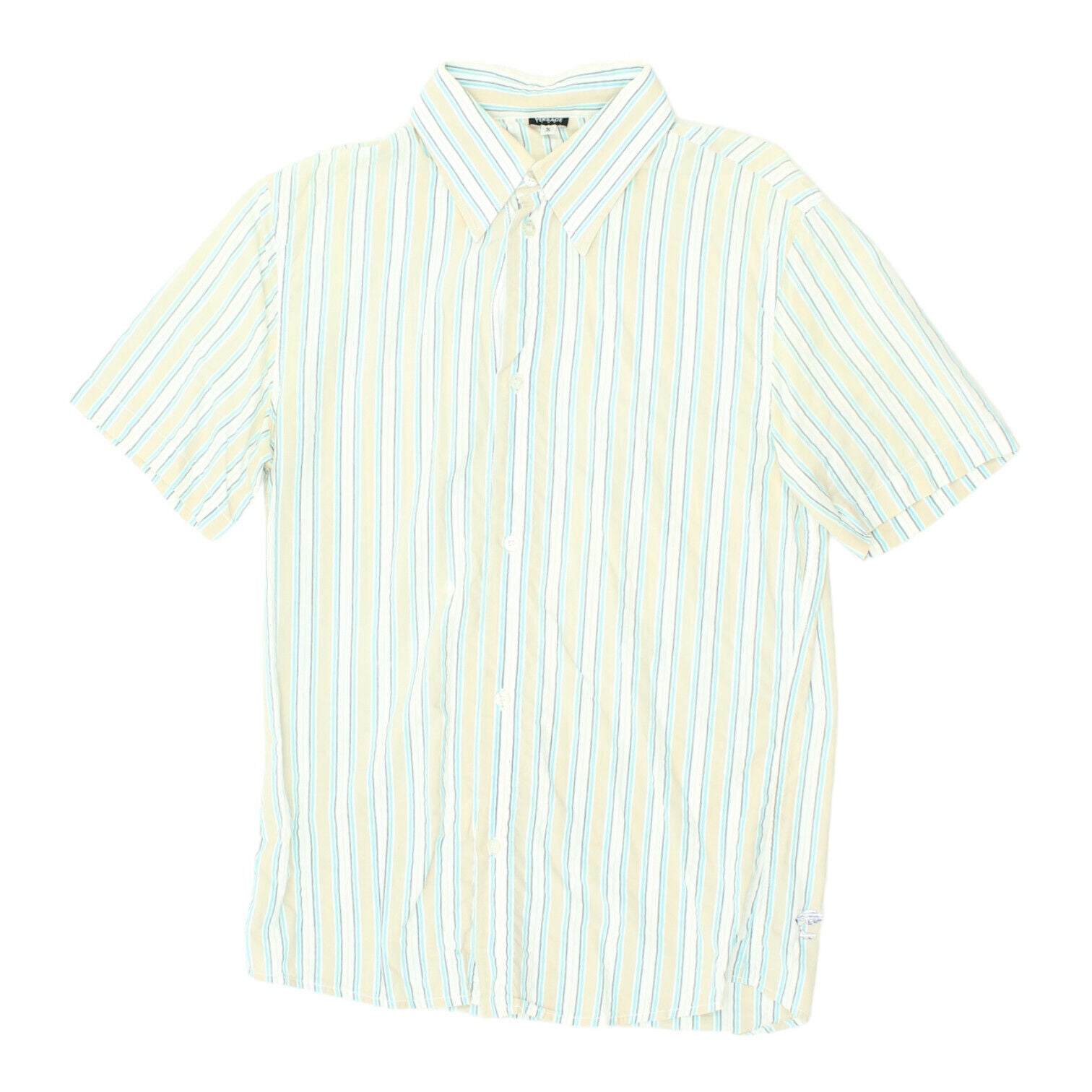 image of Versace Sport Mens White Striped Short Sleeve Shirt | Vintage Luxury Designer