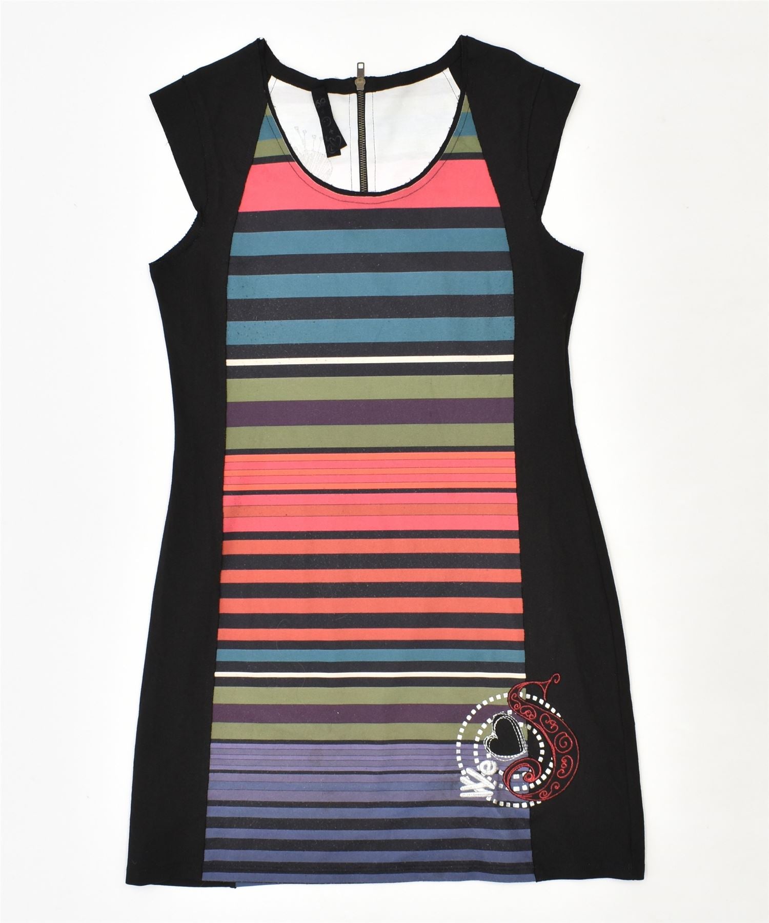 image of DESIGUAL Womens Basic Dress UK 14 Large Multicoloured Striped Polyester