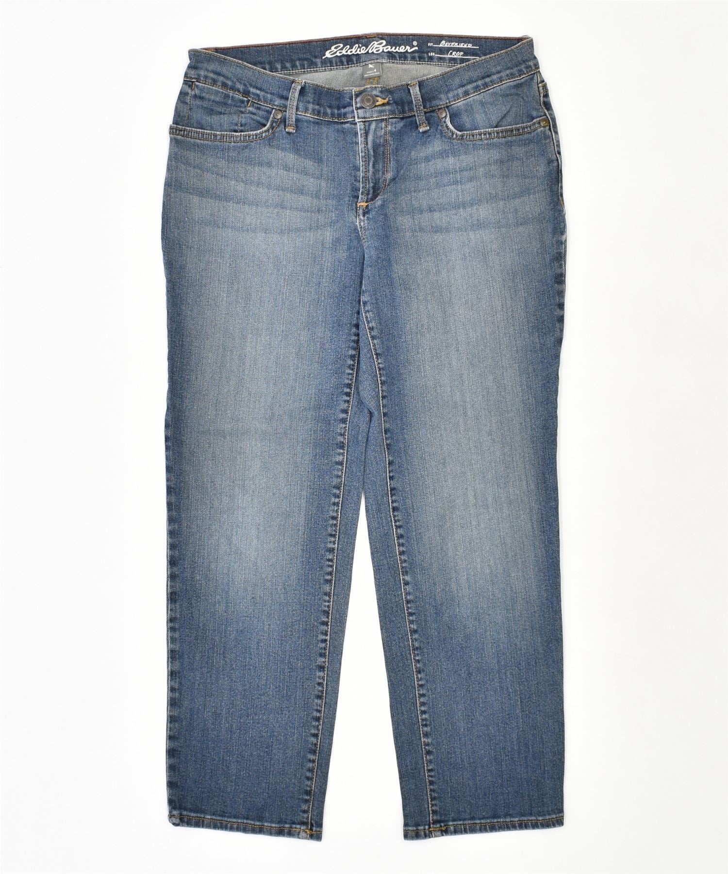 image of EDDIE BAUER Womens Boyfriend Crop Slim Jeans W30 L25 Blue Cotton