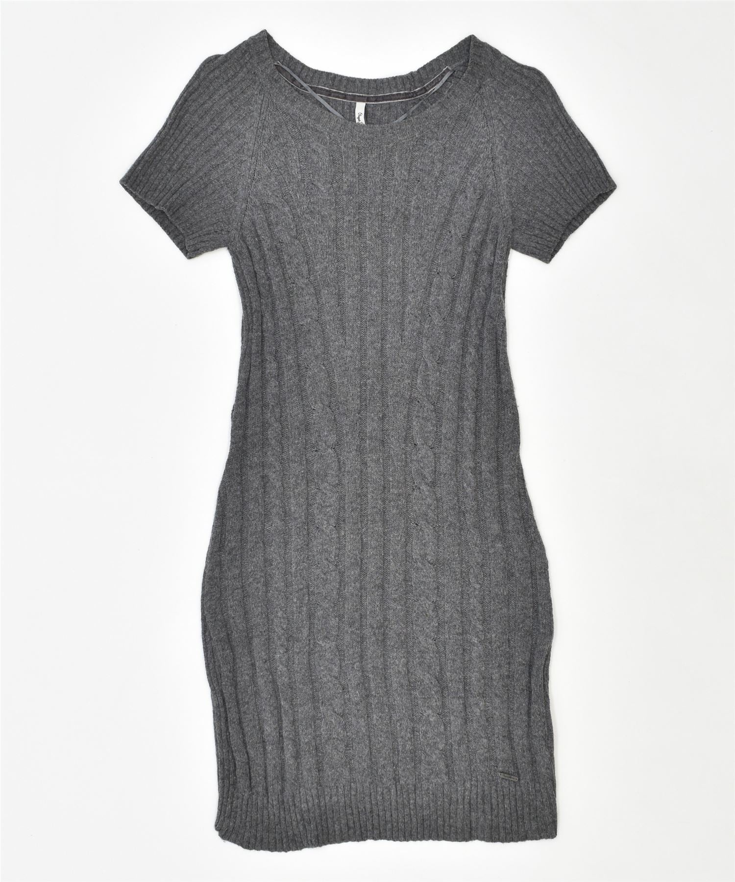 image of PEPE JEANS Womens Jumper Dress UK 8 Small Grey Cotton