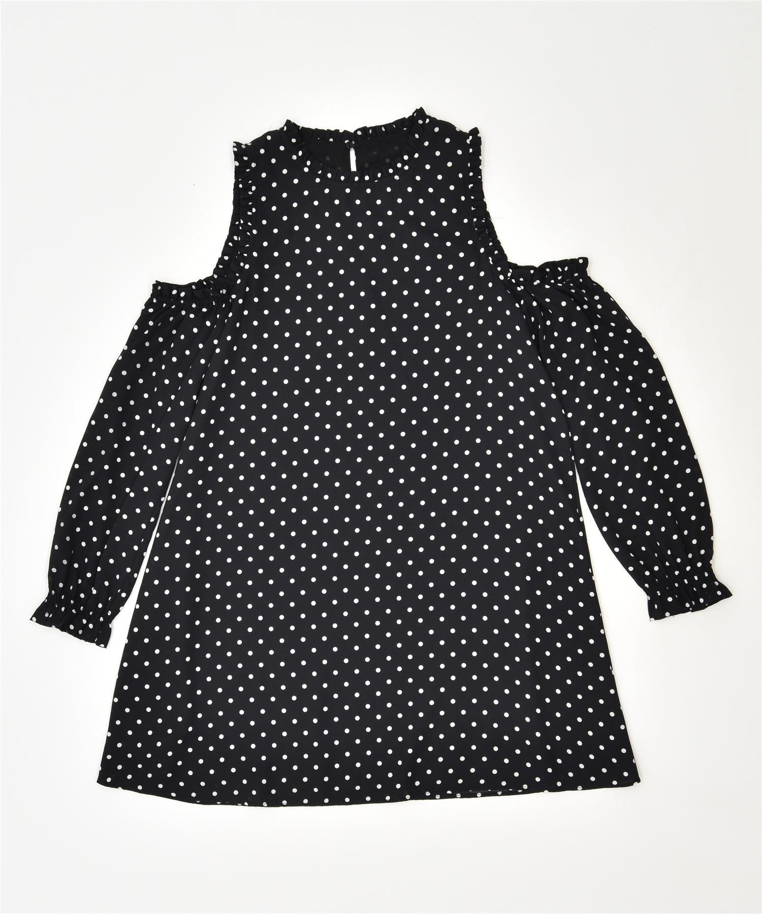 image of ZARA Womens Off Shoulder Blouse Top UK 10 Small Black Polka Dot Polyester