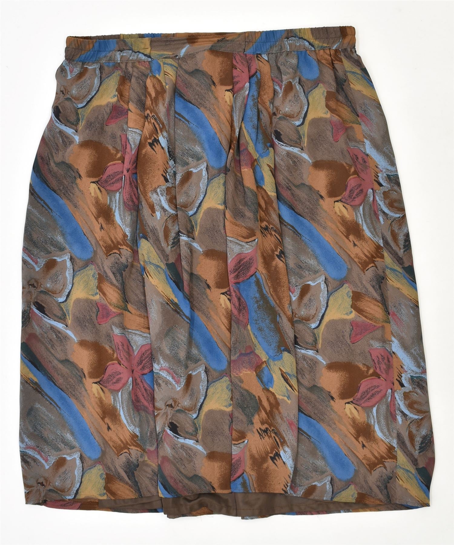 image of VINTAGE Womens Straight Skirt W36 XL Brown Floral Polyester