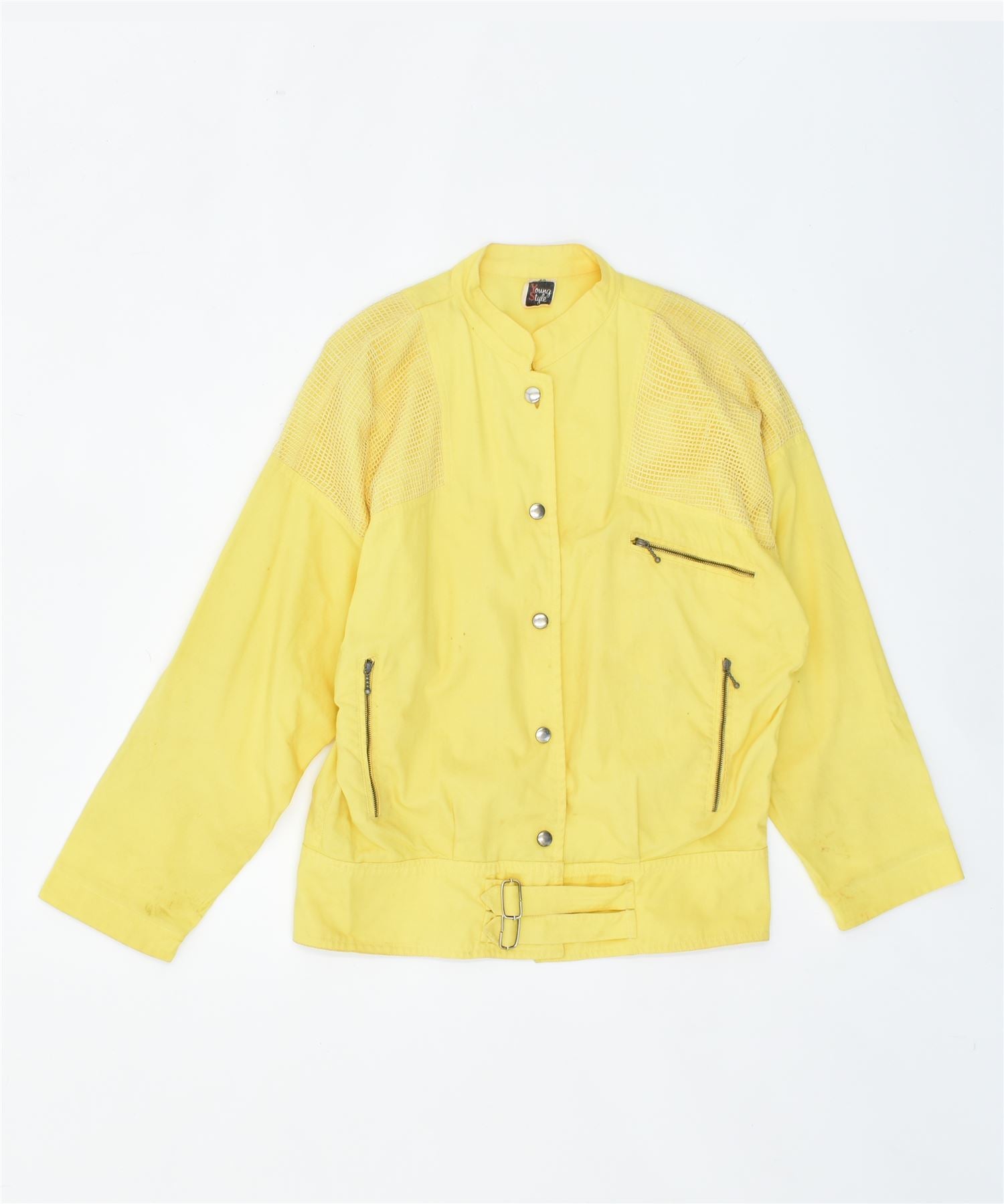 Image of YOUNG STYLE Womens Bomber Jacket EU 40 Medium Yellow Cotton Vintage