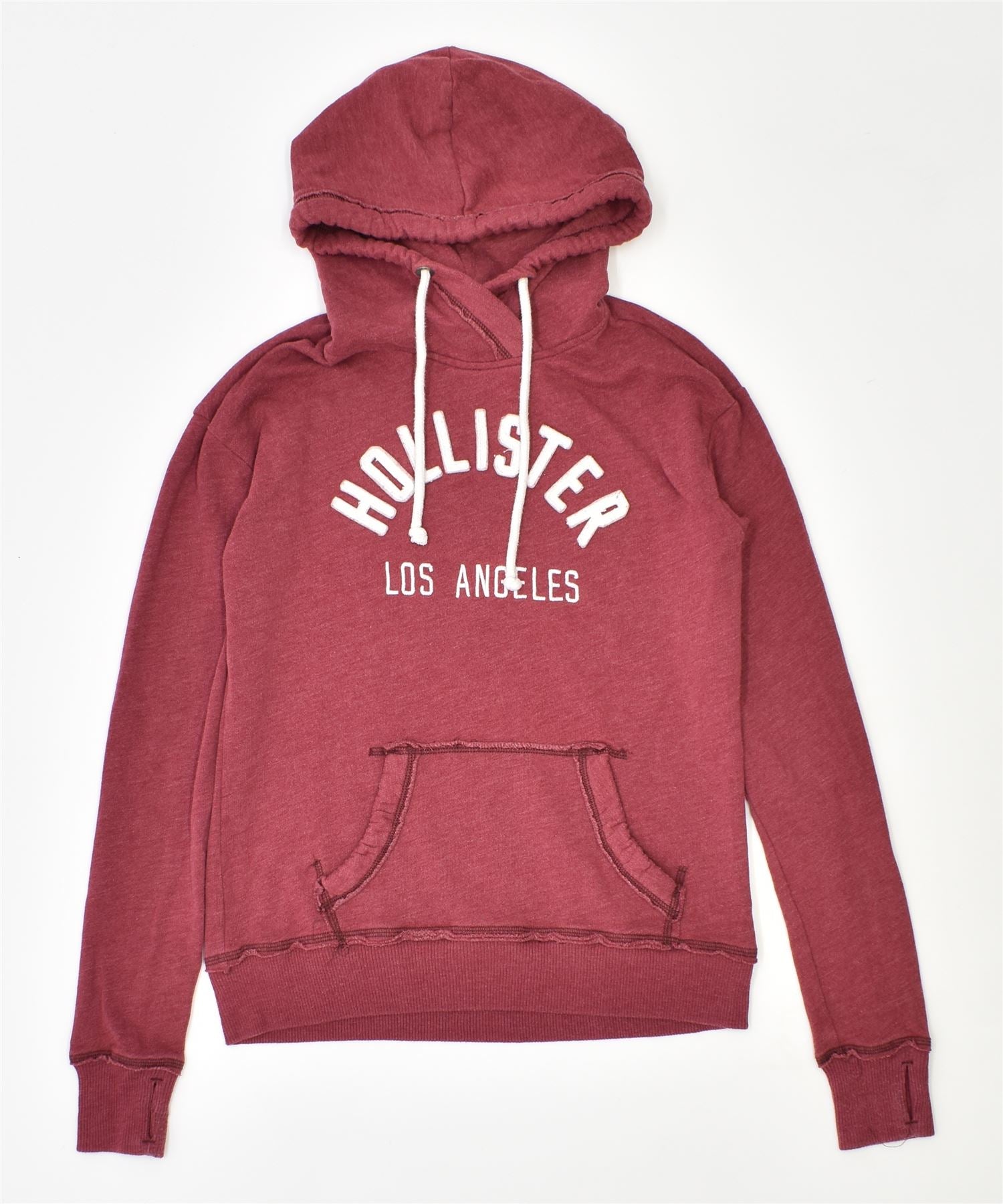 Image of HOLLISTER Mens Graphic Hoodie Jumper XS Burgundy Cotton