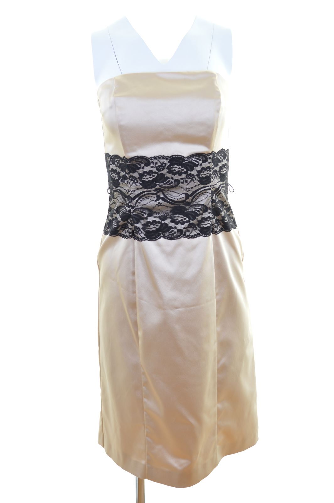 Image of OASIS Womens Strapless Dress Size 10 Small Beige Acetate