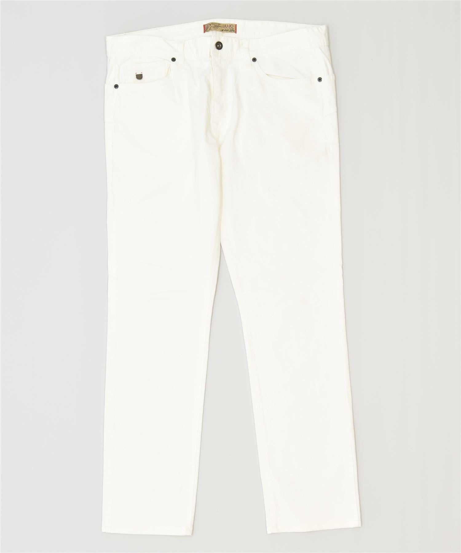 image of LIU JO Womens Slim Casual Trousers W36 L32 White Cotton Classic