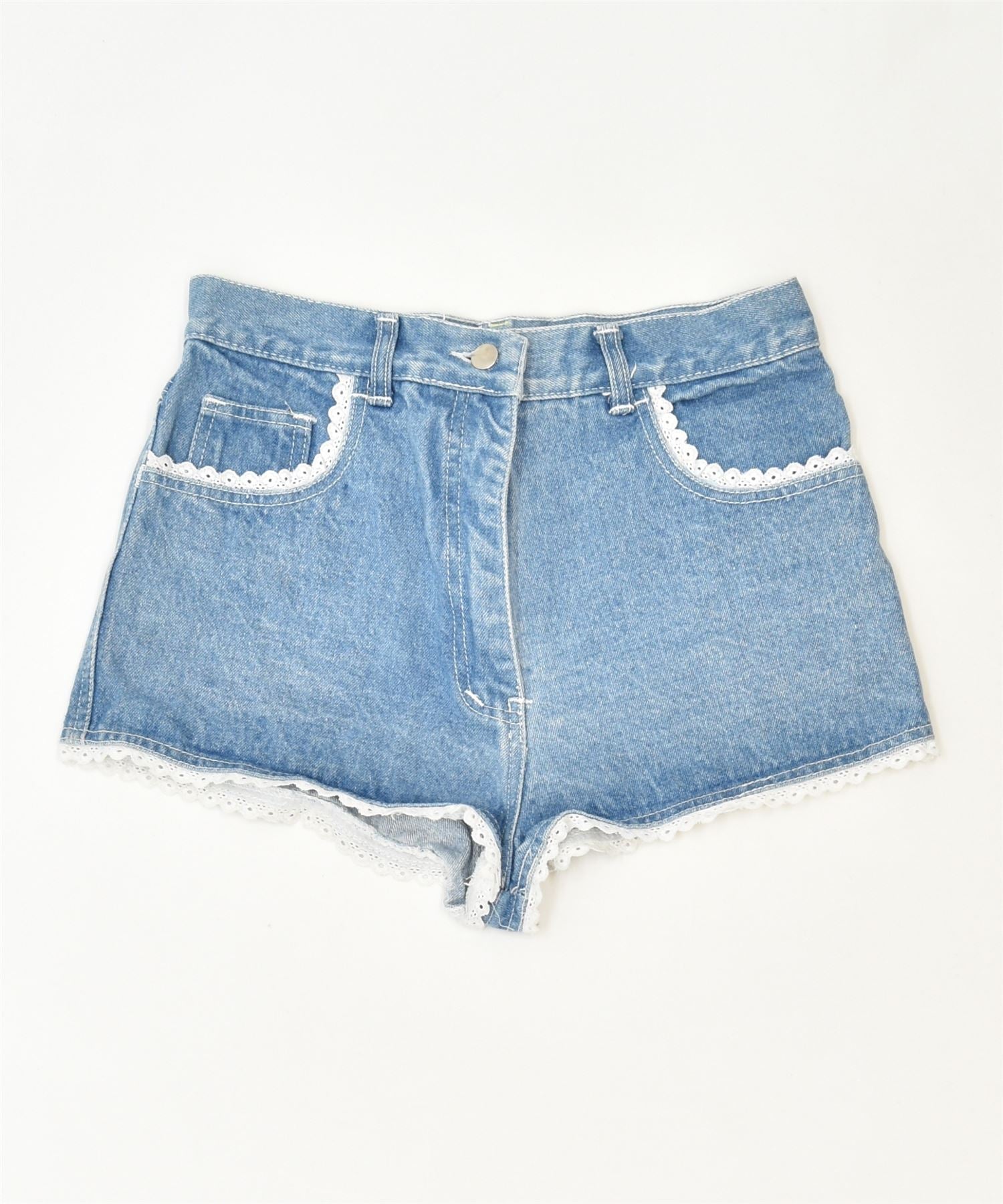 Image of BLUE TAG Womens Denim Hot Pants IT 44 Medium W30 Blue Cotton Classic