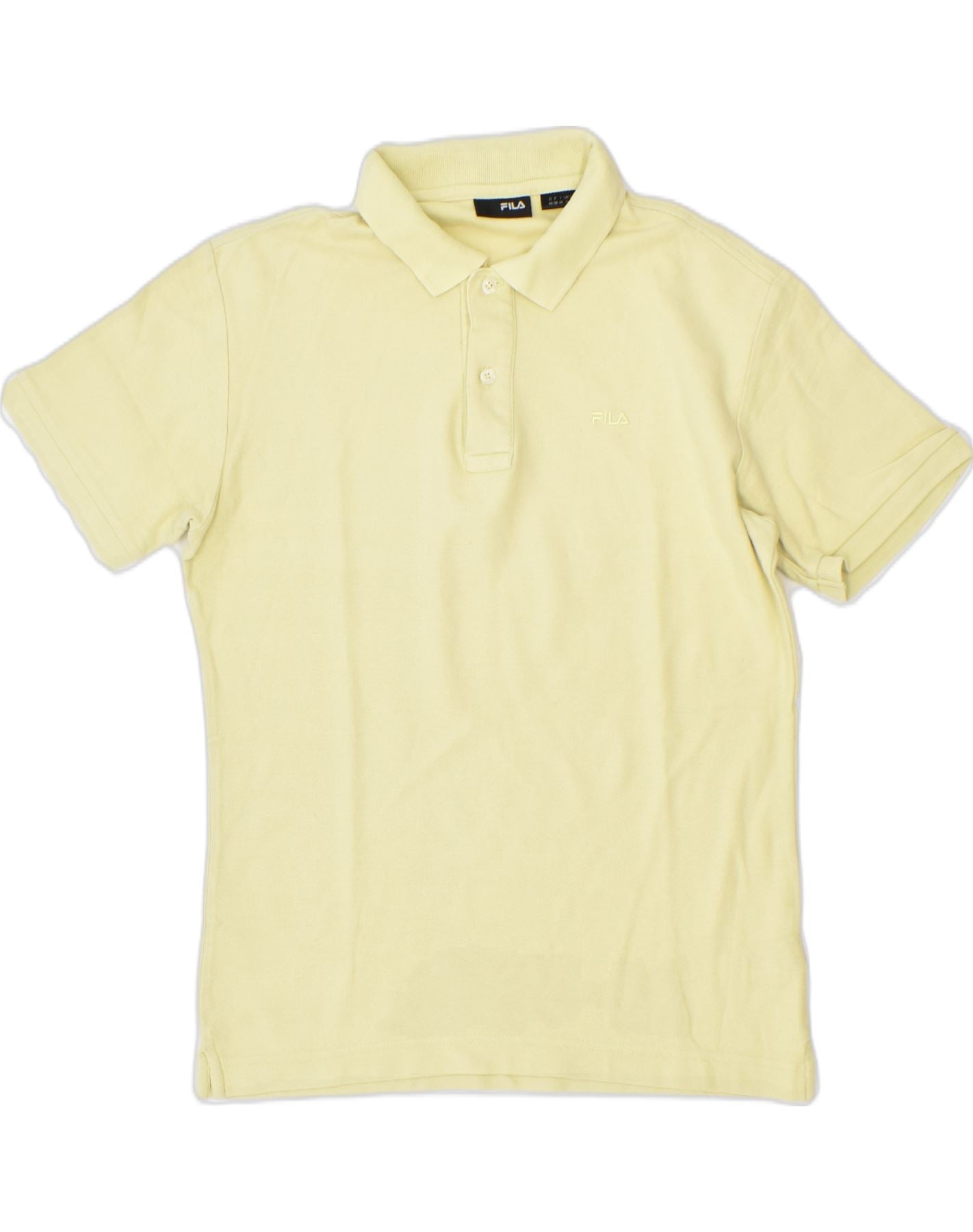 image of FILA Mens Polo Shirt Small Yellow Cotton