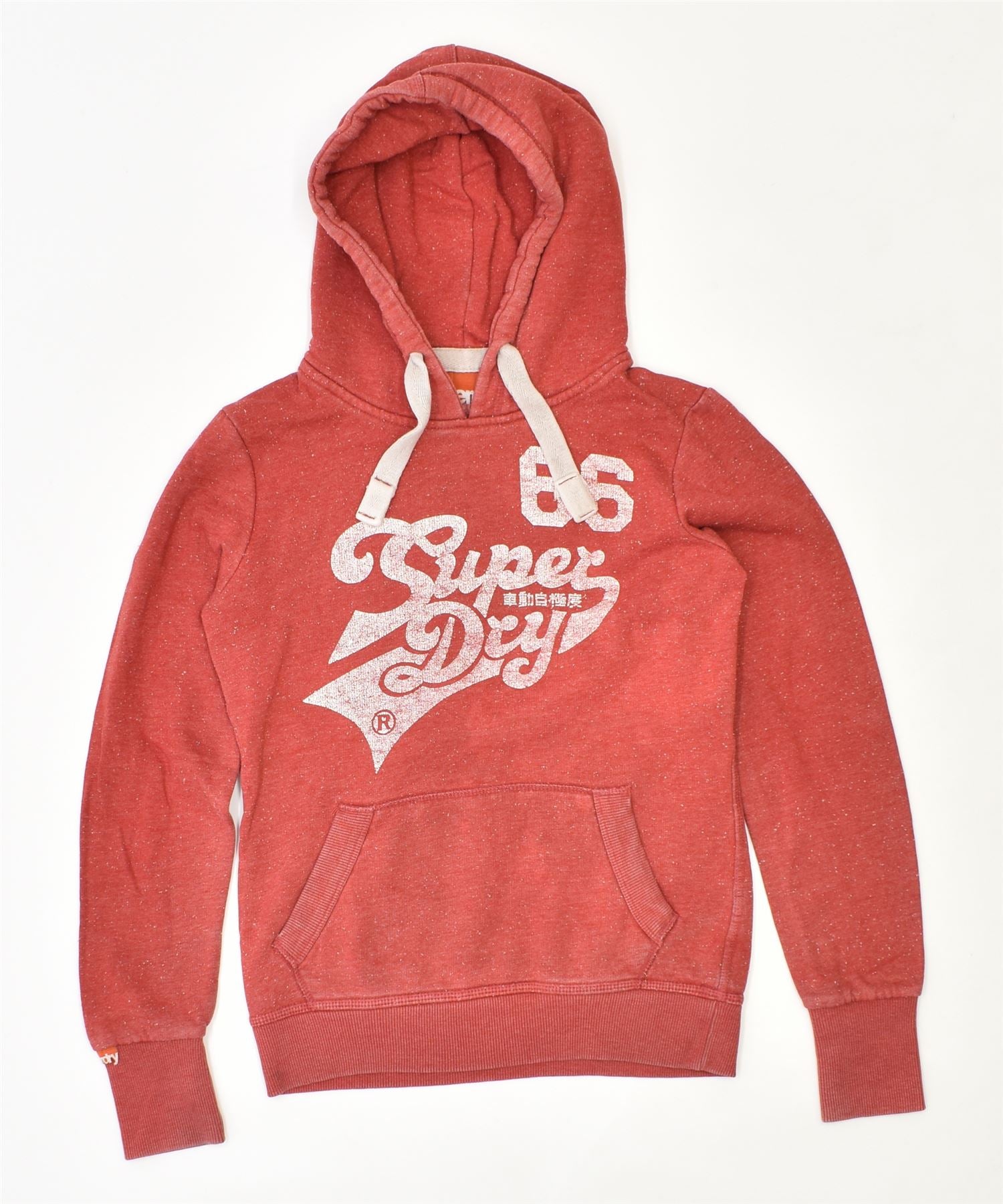 Image of SUPERDRY Mens Graphic Hoodie Jumper XS Red Flecked Cotton