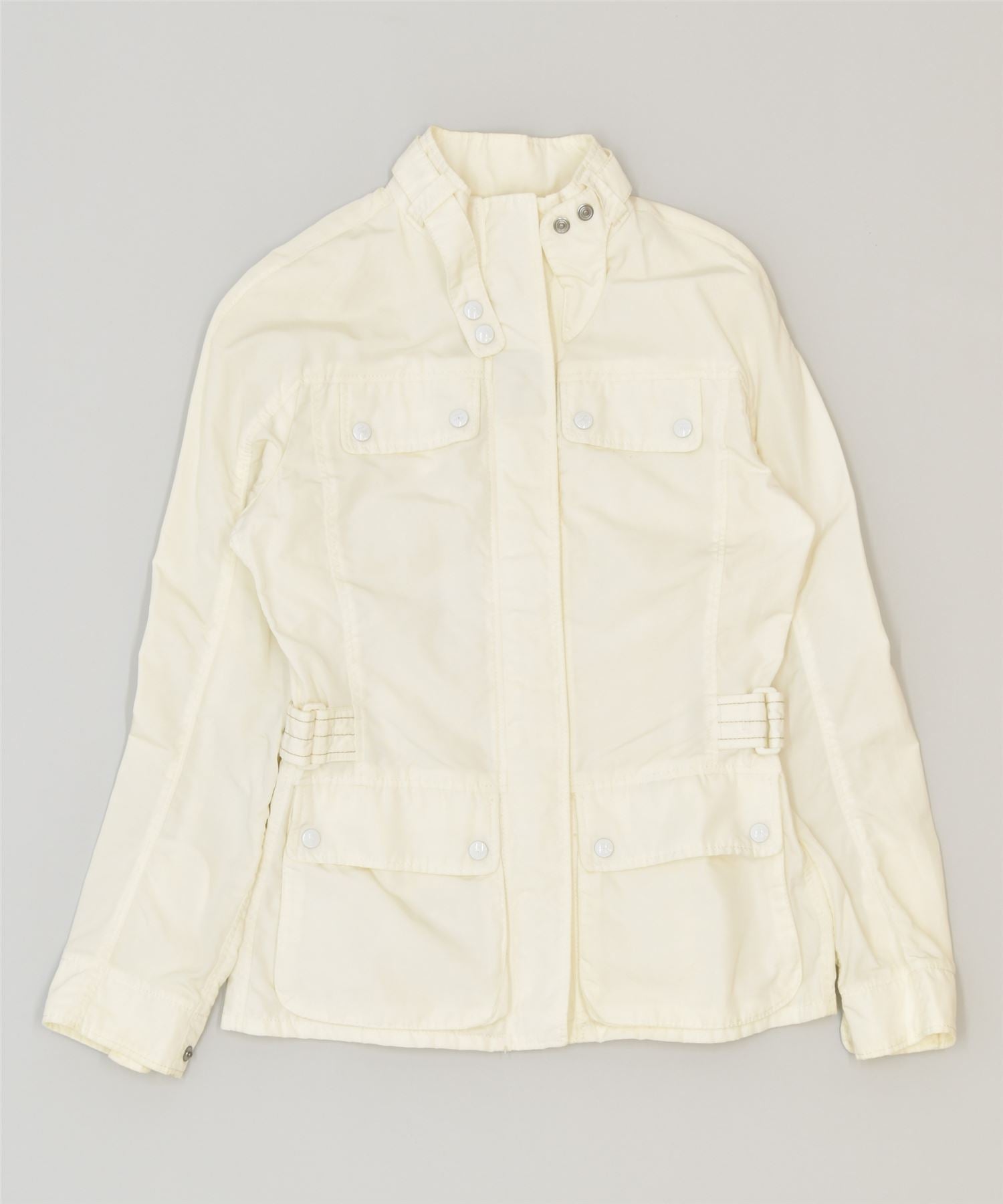 Image of FAY Womens Military Jacket UK 10 Small White Classic