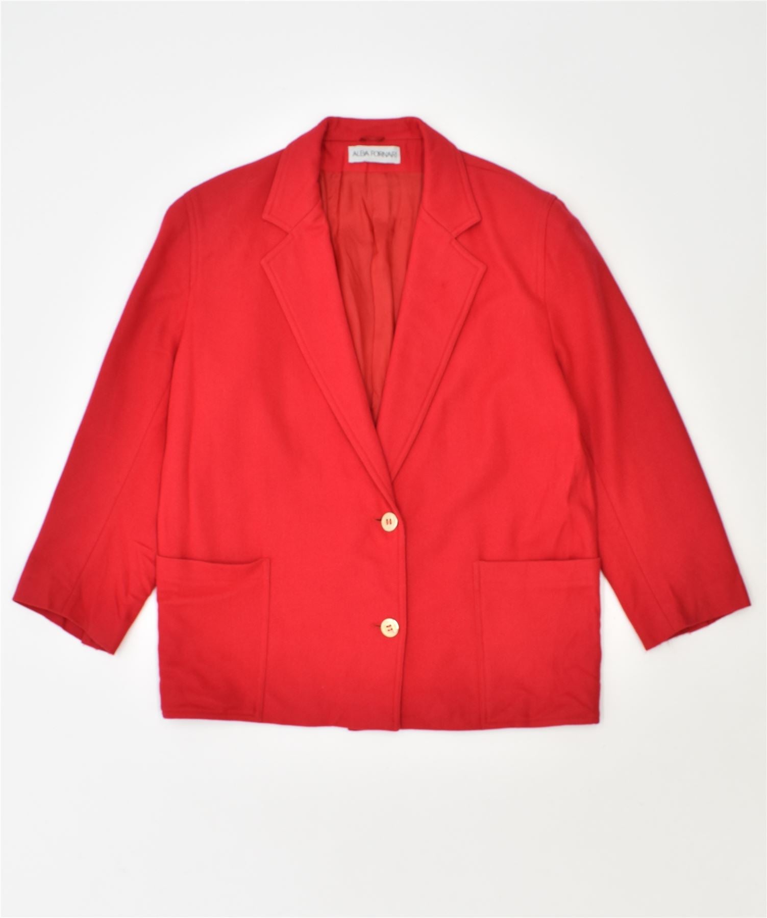 Image of ALBA FORNARI Womens 2 Button Blazer Jacket UK 16 Large Red Wool Vintage