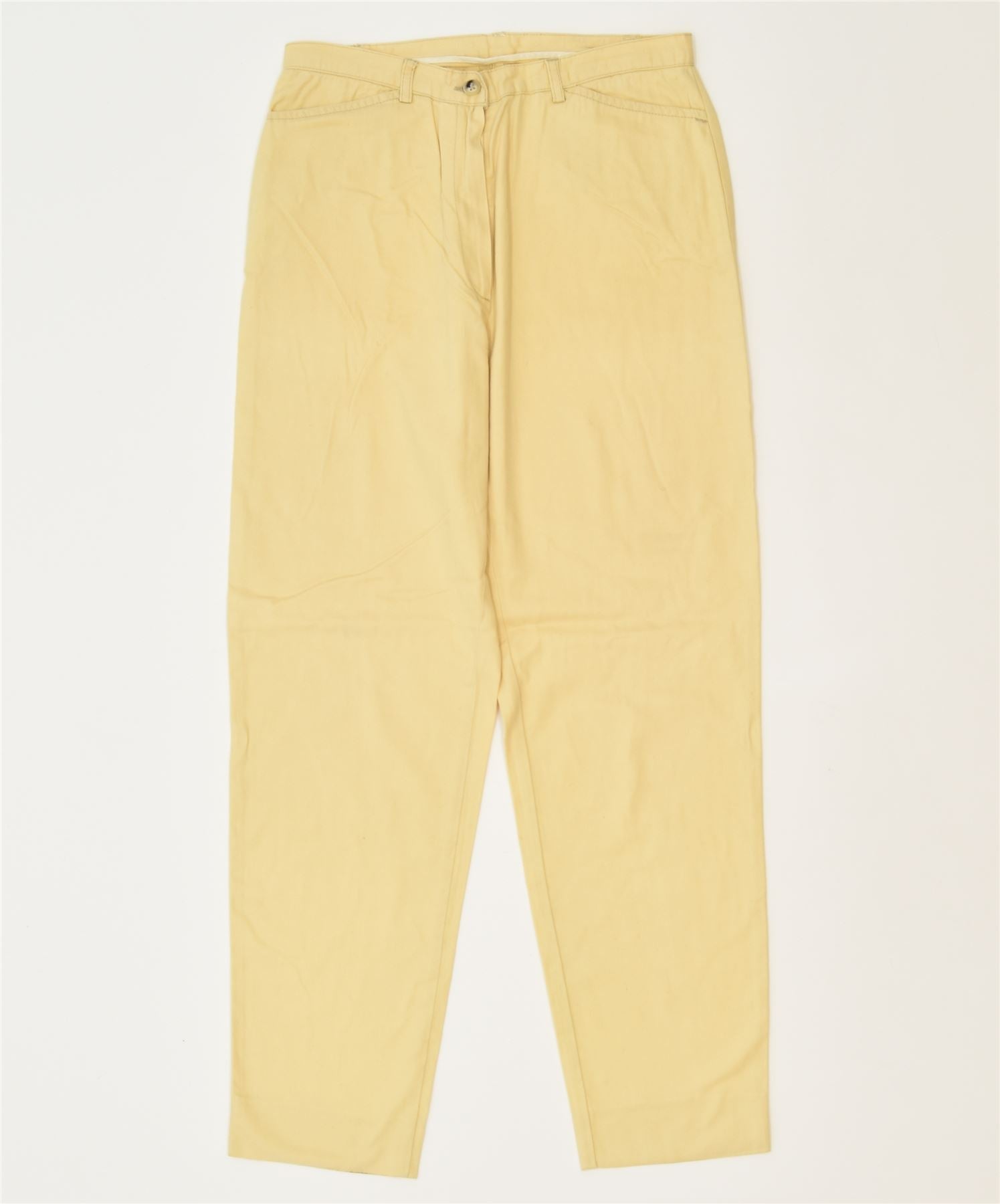 image of ETHIMO Womens Slim Trousers IT 44 Medium W29 L28 Yellow Cotton Classic