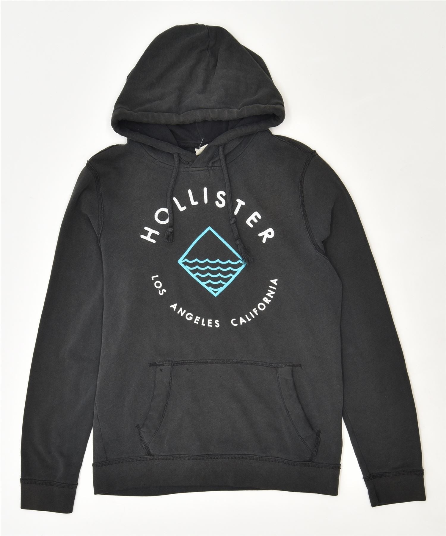 image of HOLLISTER Mens Graphic Hoodie Jumper Small Black Cotton