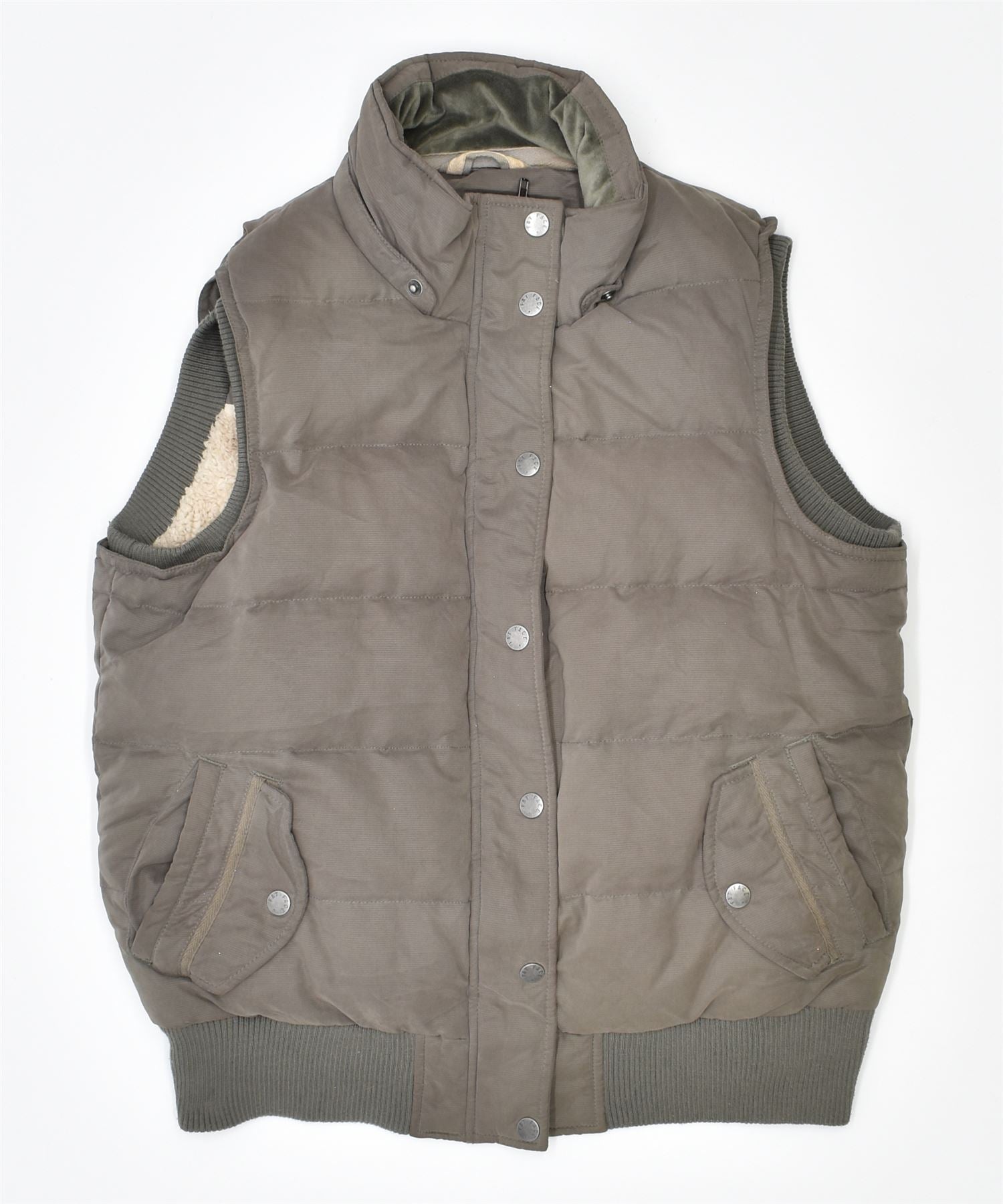 image of FAT FACE Womens Padded Gilet UK 14 Medium Khaki Polyester