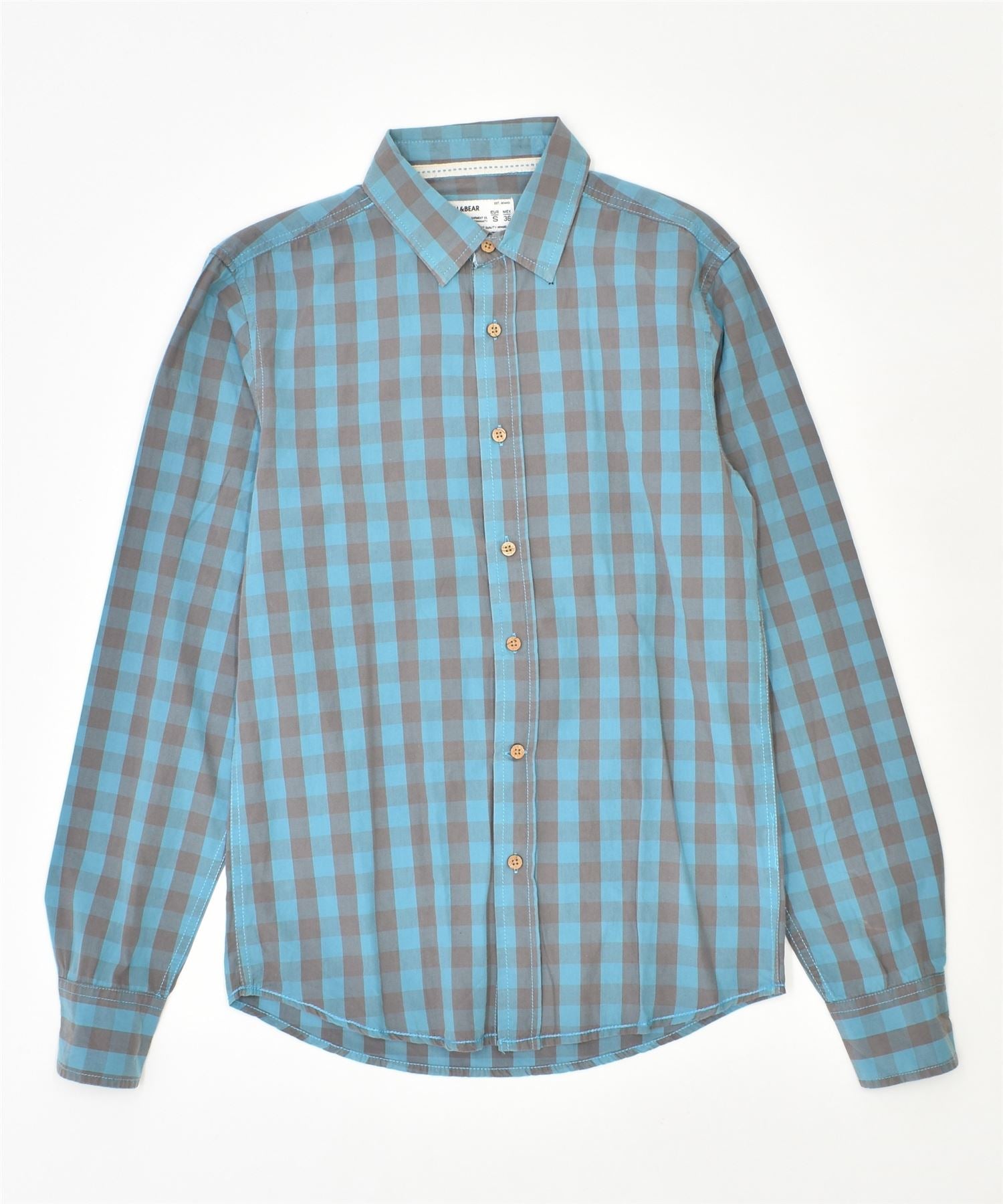 image of PULL & BEAR Mens Shirt Small Blue Check