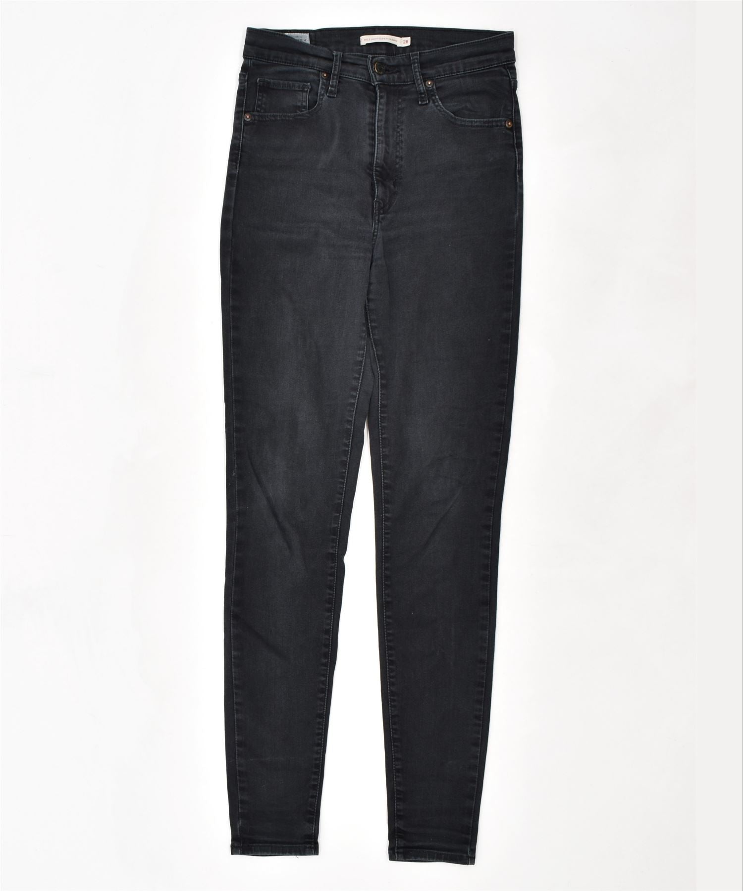 image of LEVI'S Womens High Waist Skinny Jeans W28 L31 Black Cotton