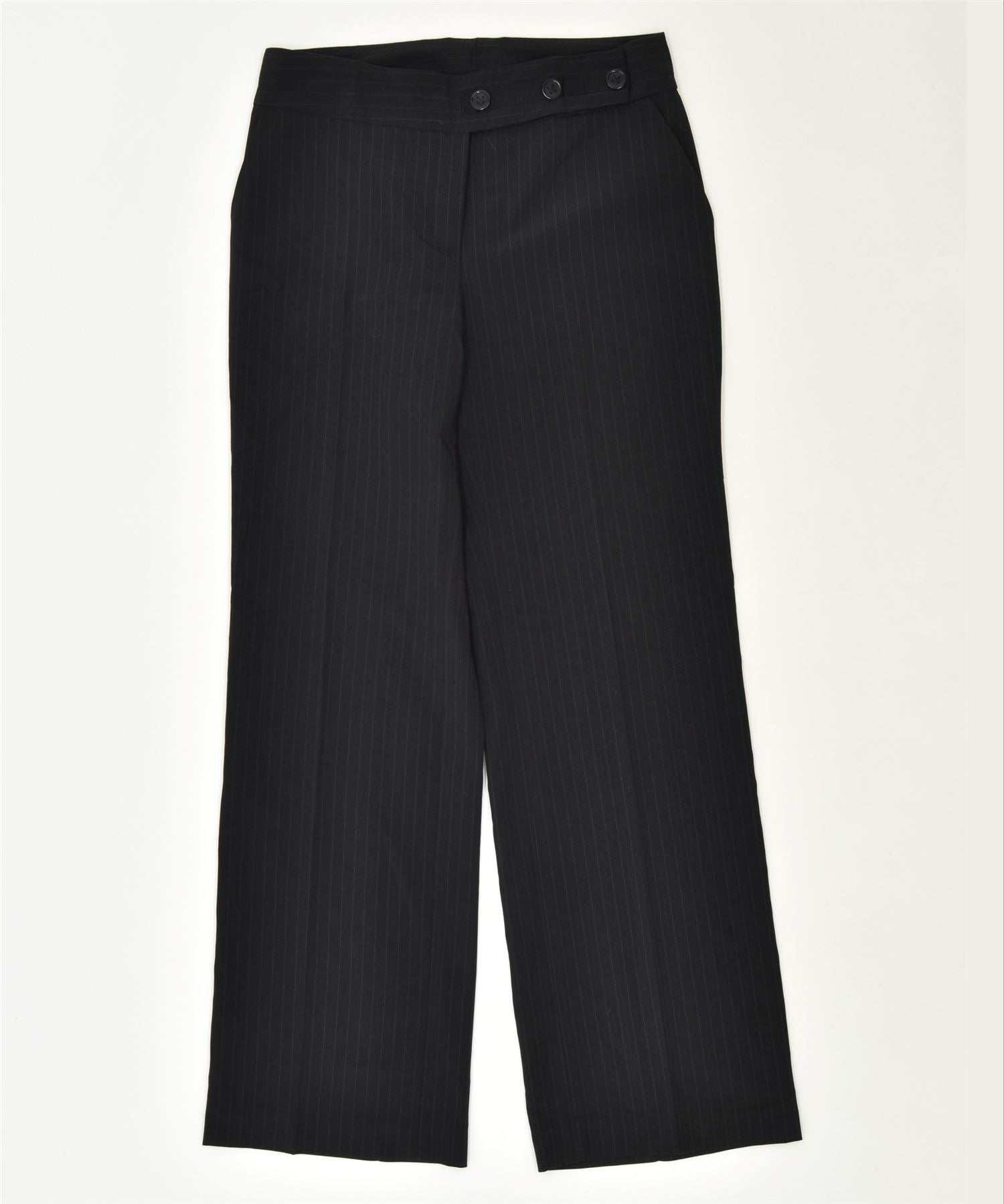 image of VINTAGE Womens Straight Suit Trousers W28 L29 Black Striped Classic