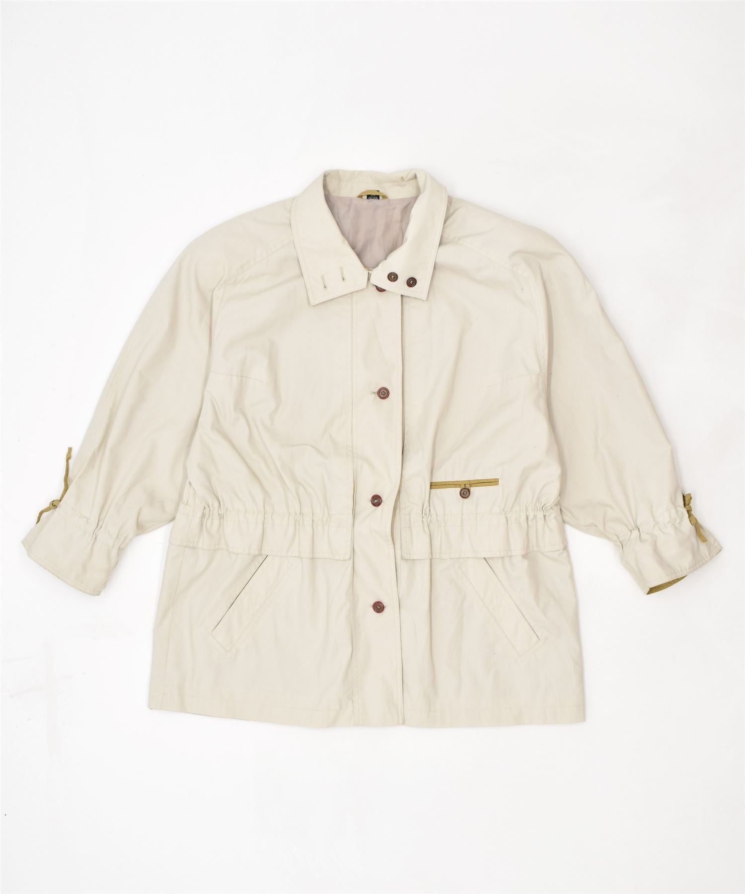 Image of VINTAGE Womens Windbreaker Jacket UK 20 2XL Beige Polyester