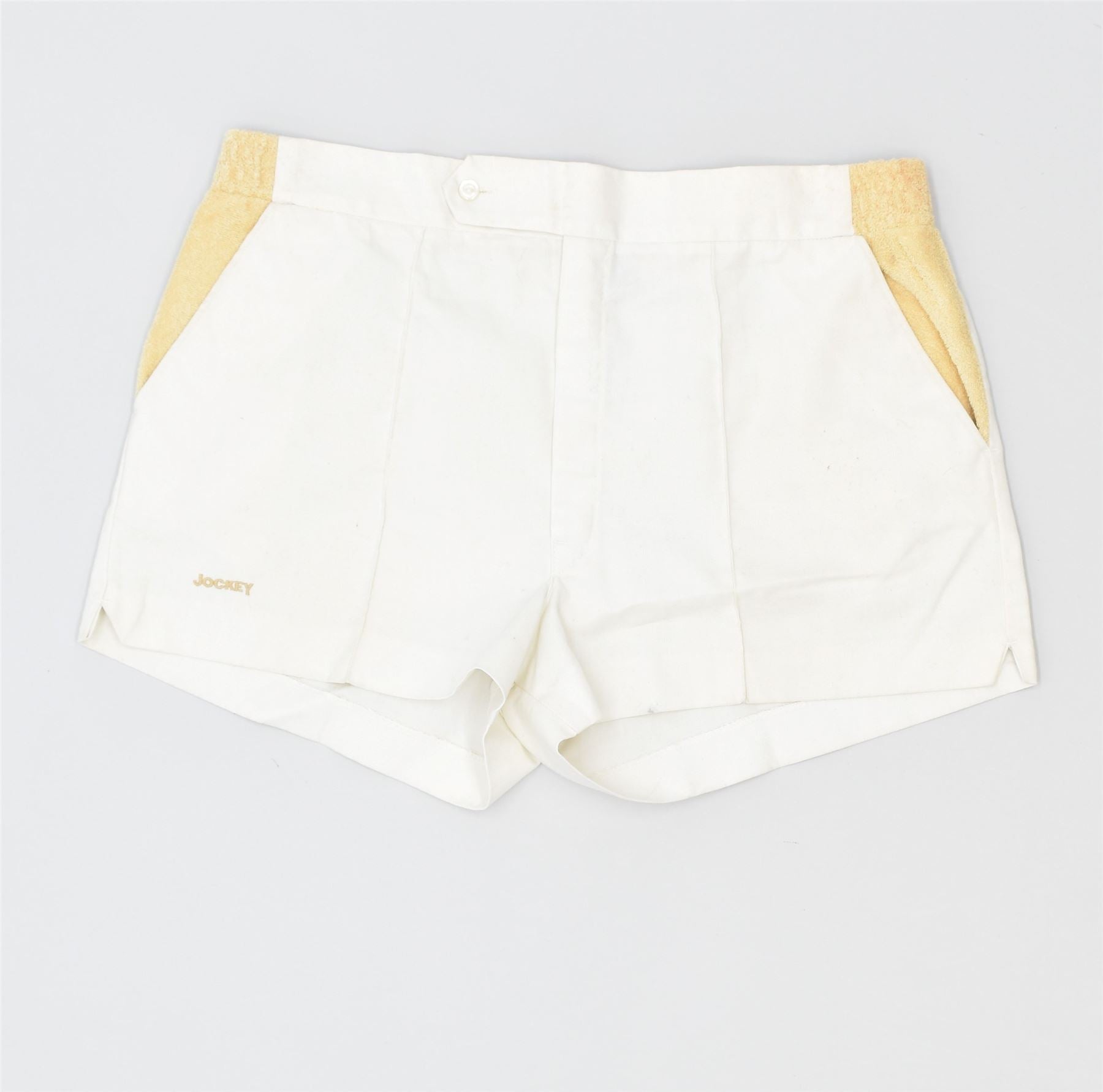 Image of JOCKEY Womens Tenis Slim Sport Shorts XL W35 Off White Vintage