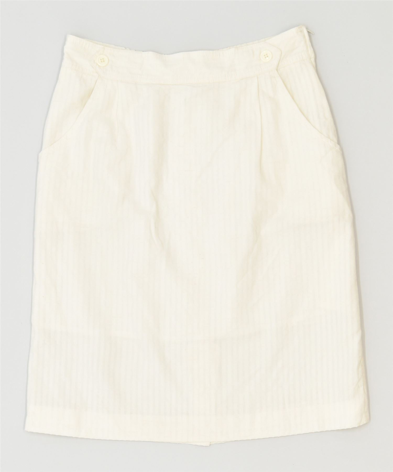 Image of ACKERMANN Womens Straight Skirt EU 38 Small W28 White Viscose Vintage