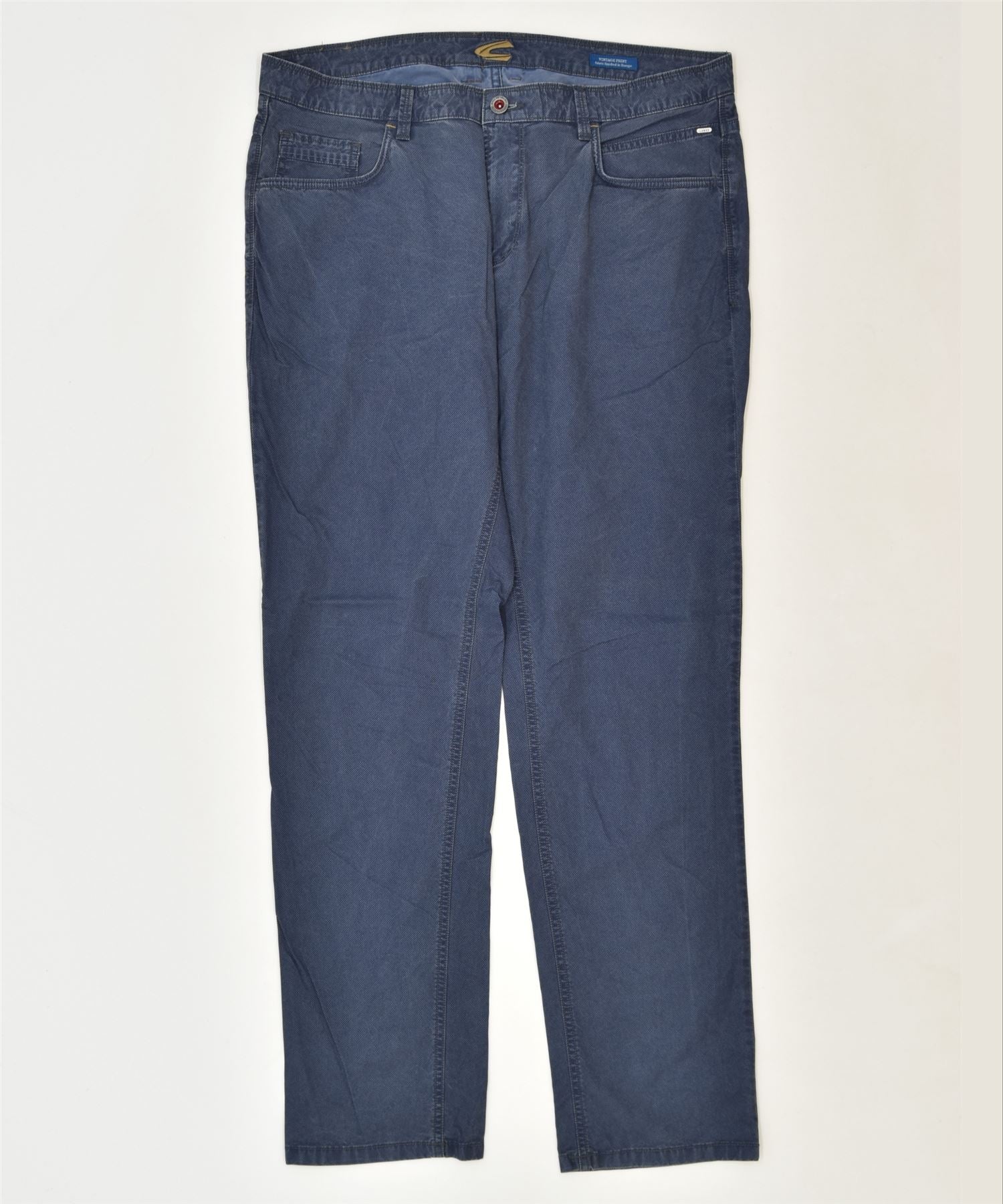 Image of CAMEL Womens Slim Casual Trousers W36 L32 Blue Cotton Classic