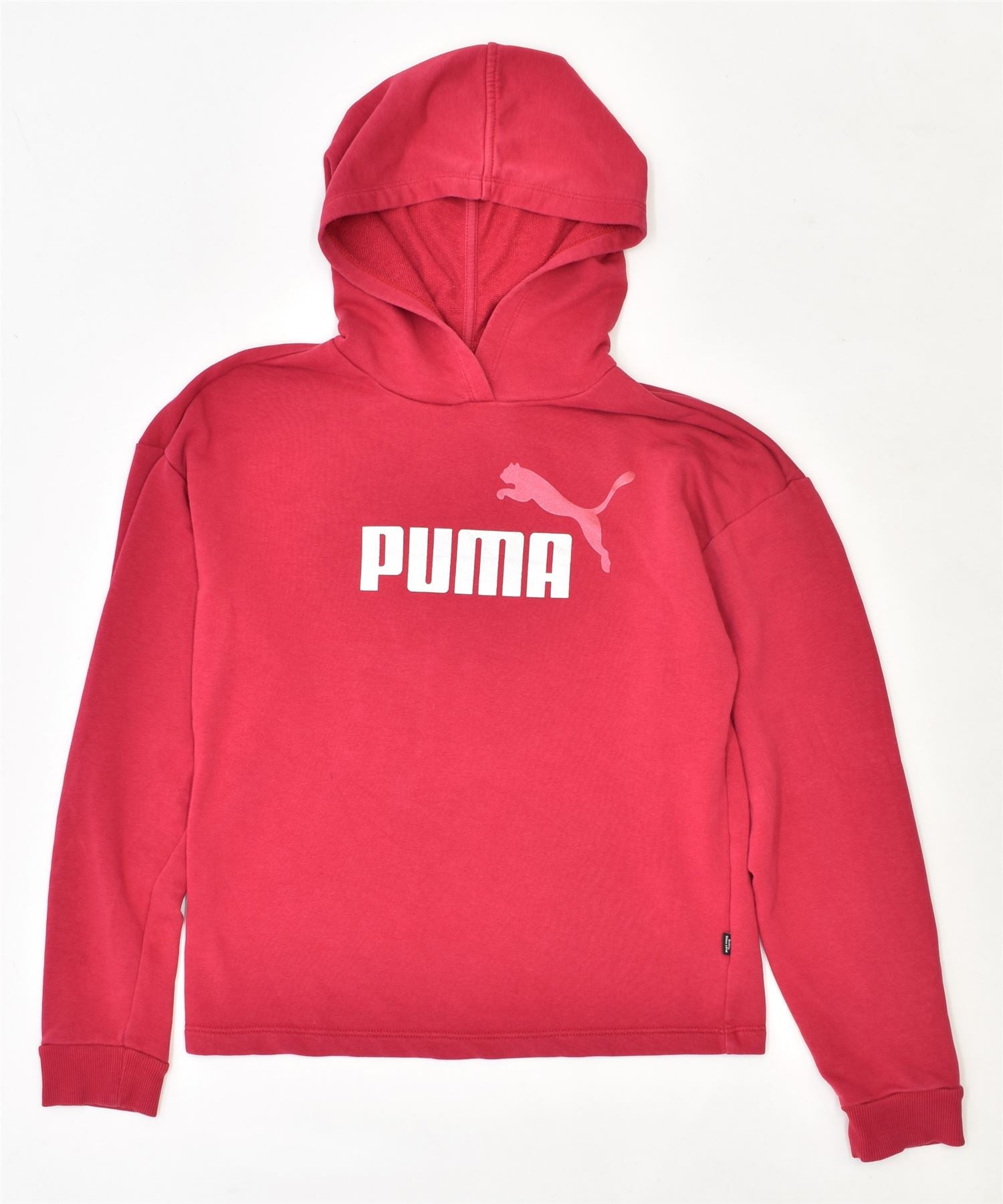 Image of PUMA Girls Graphic Hoodie Jumper 15-16 Years Pink Cotton